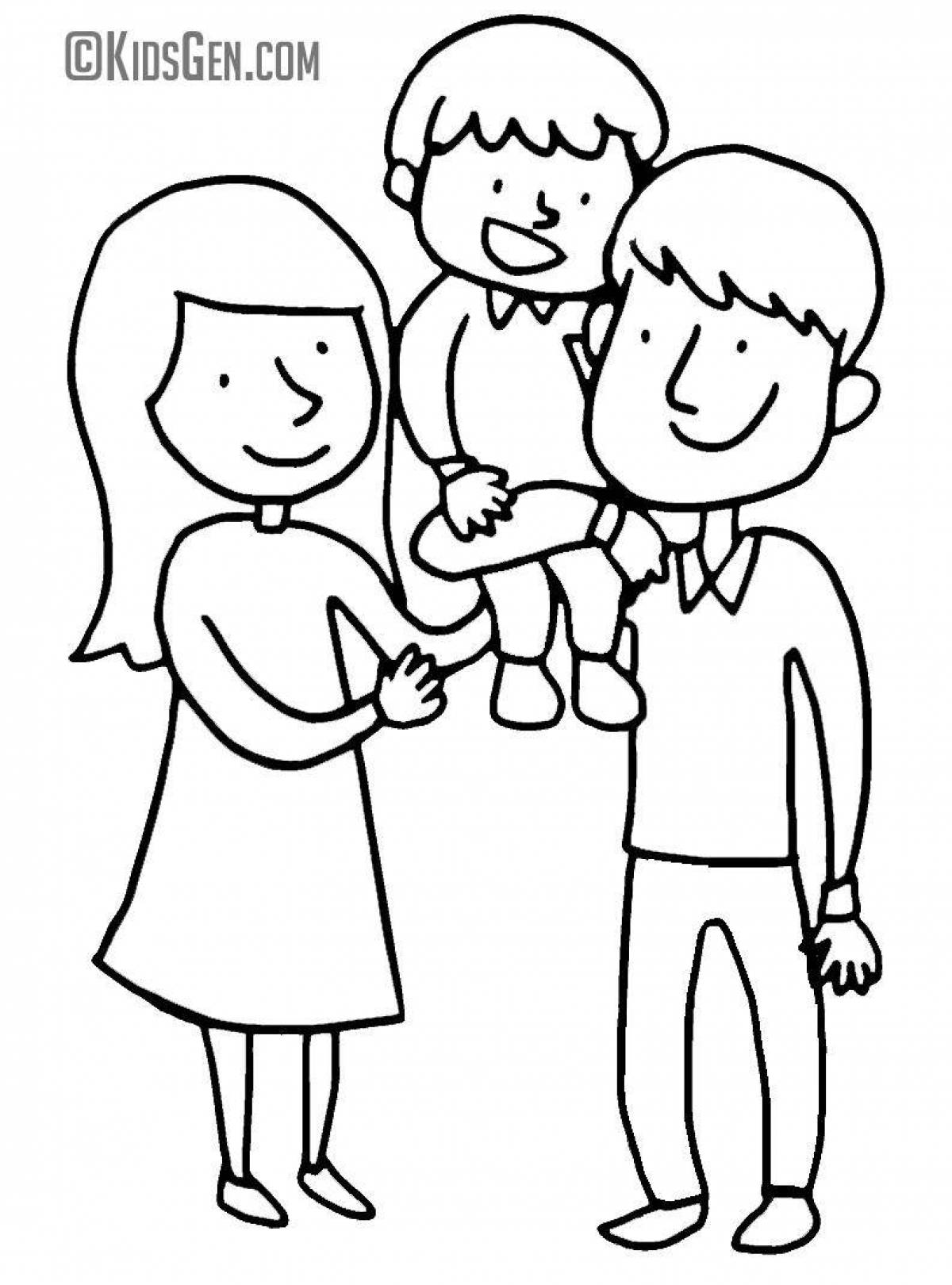 Coloring page loving mom and dad