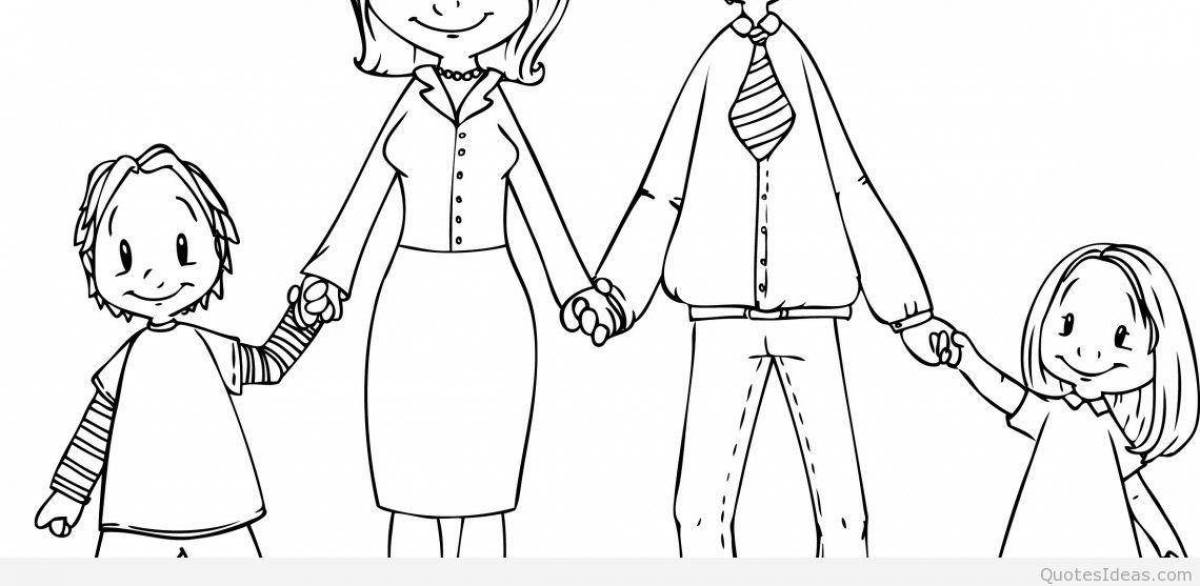 Glowing mom and dad coloring page