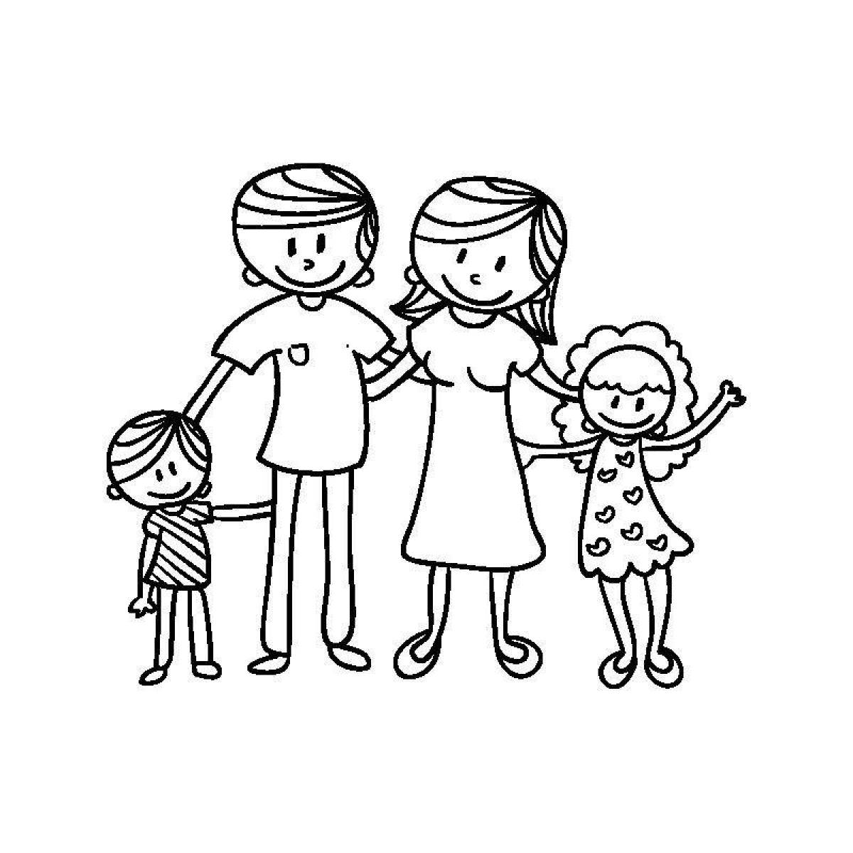 Coloring page affectionate mom and dad