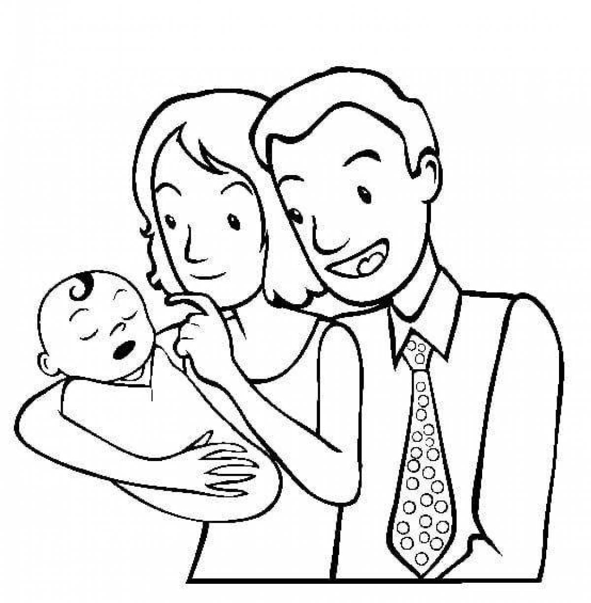 Coloring book harmonious mom and dad