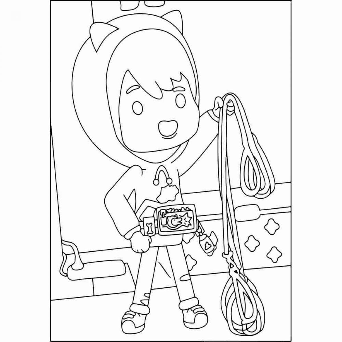 Coloring page funny boys from the side