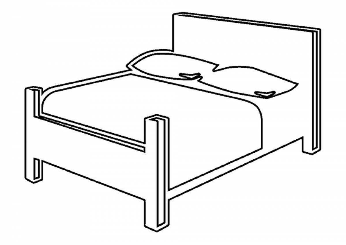 Colorful bed coloring page for kids