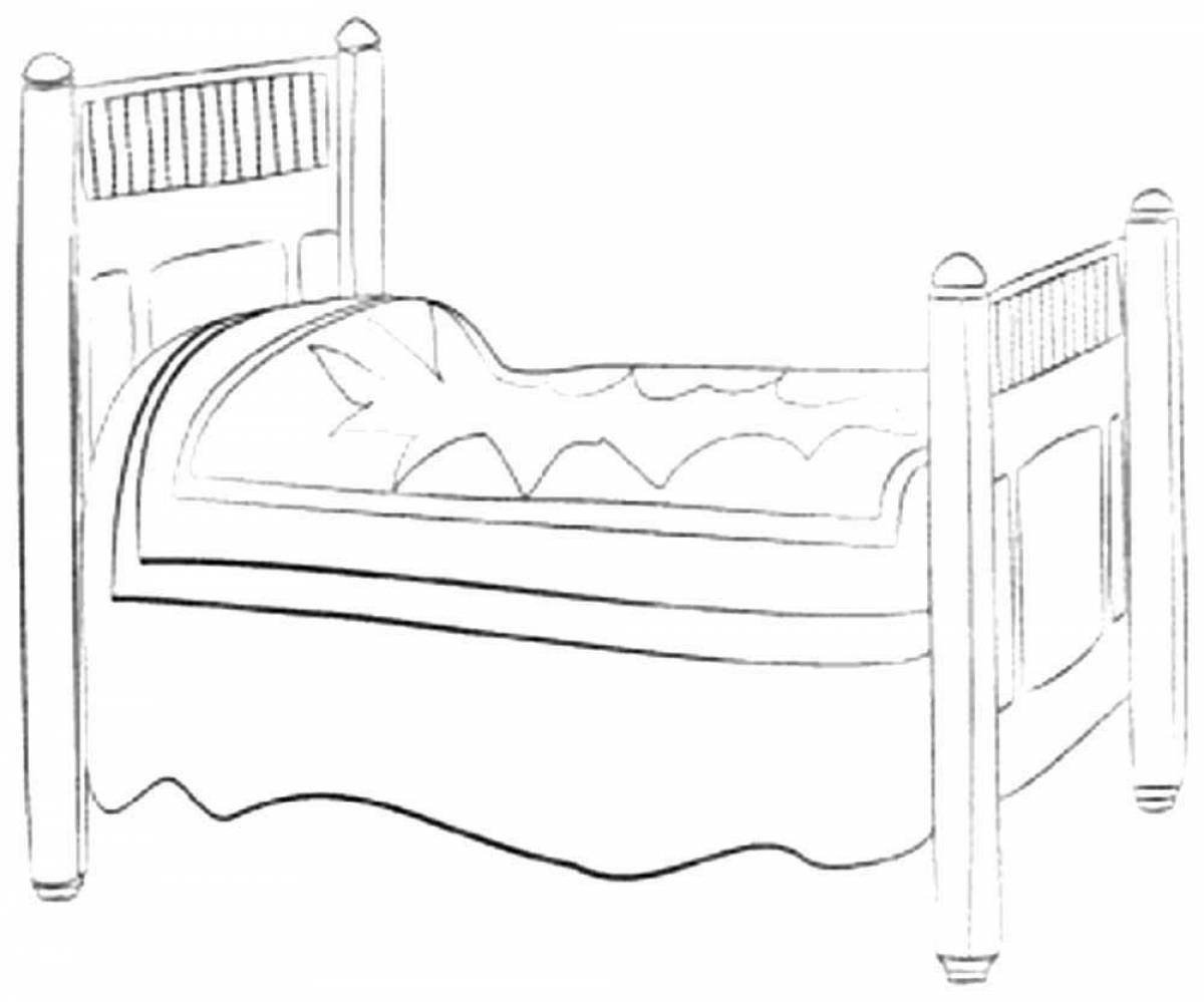 Очаровательная раскраска кровати для детей