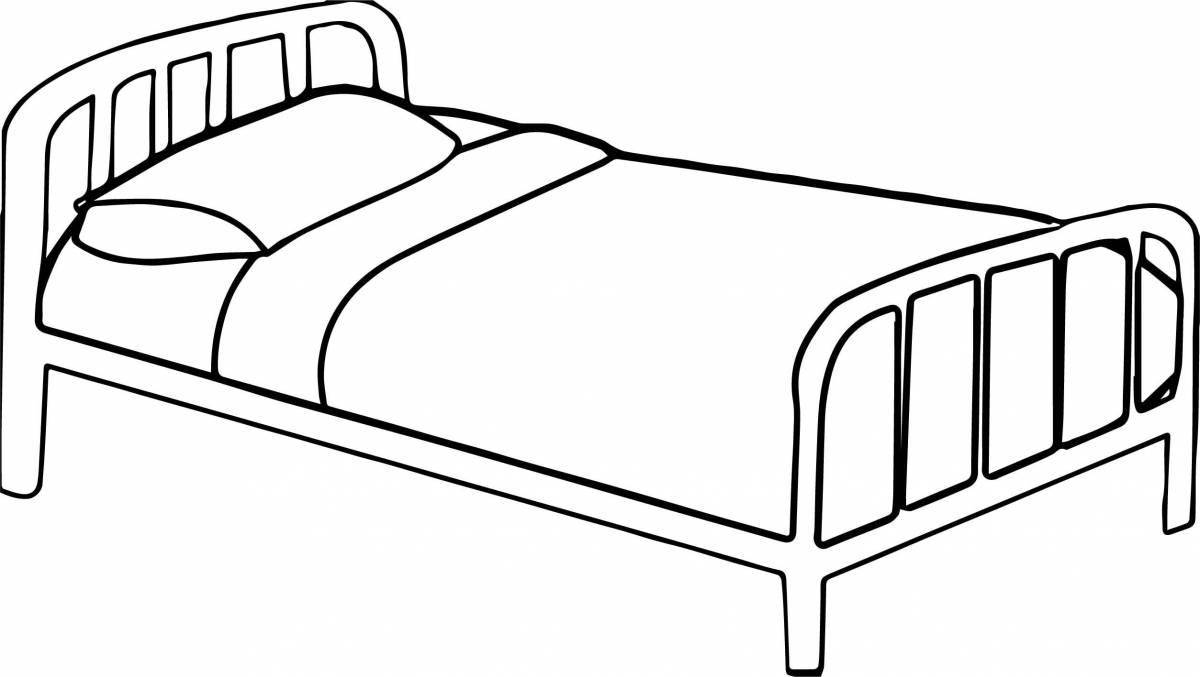 Coloring book gorgeous bed for kids