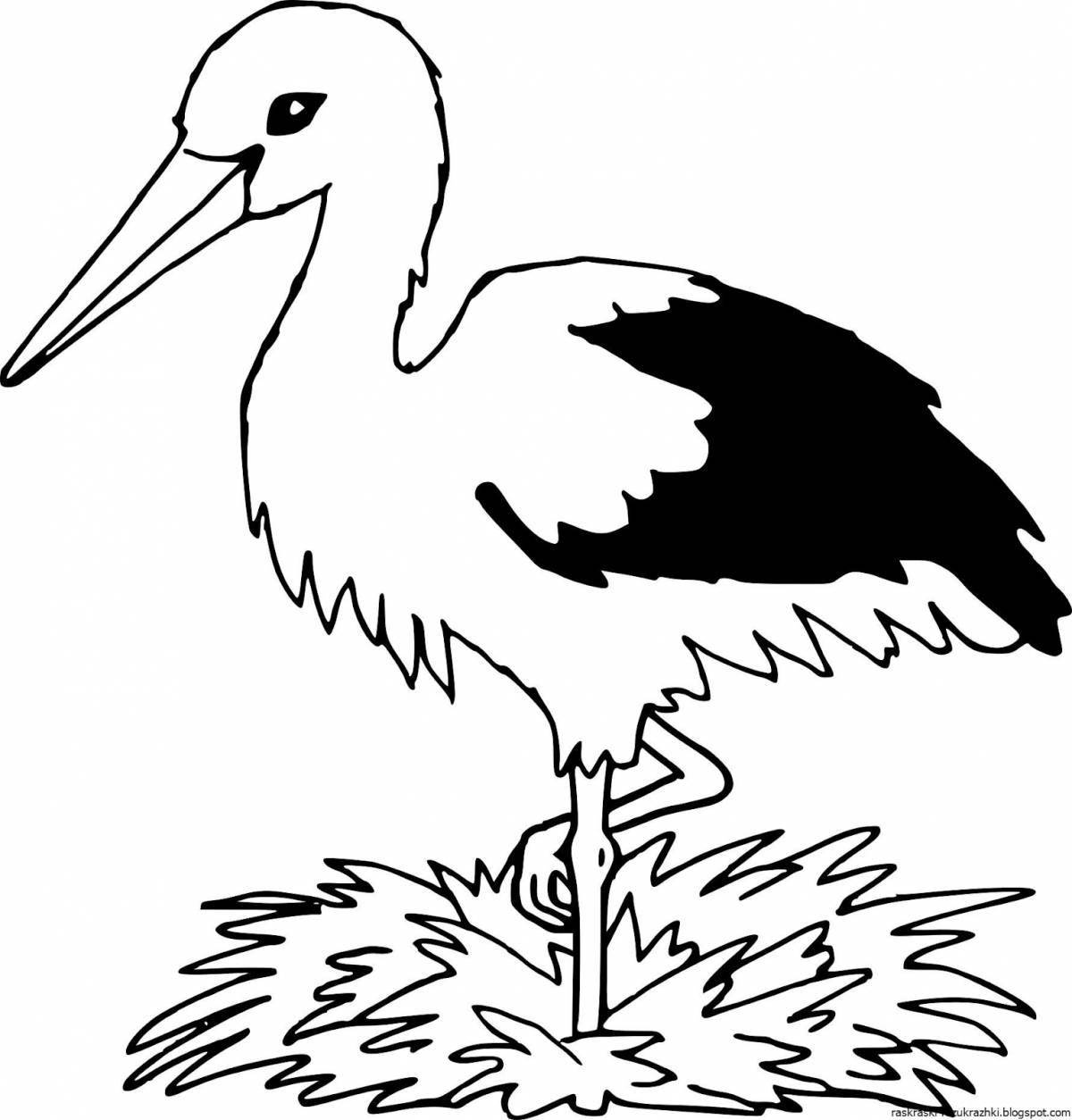 Coloring stork for kids