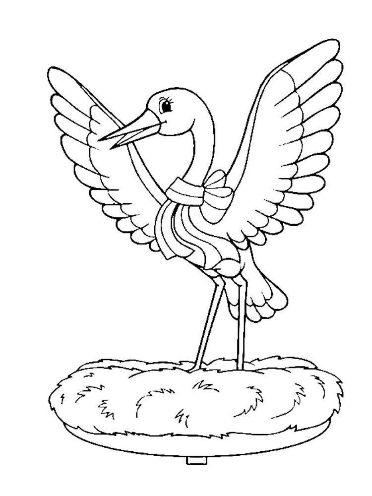 Amazing coloring book stork for kids