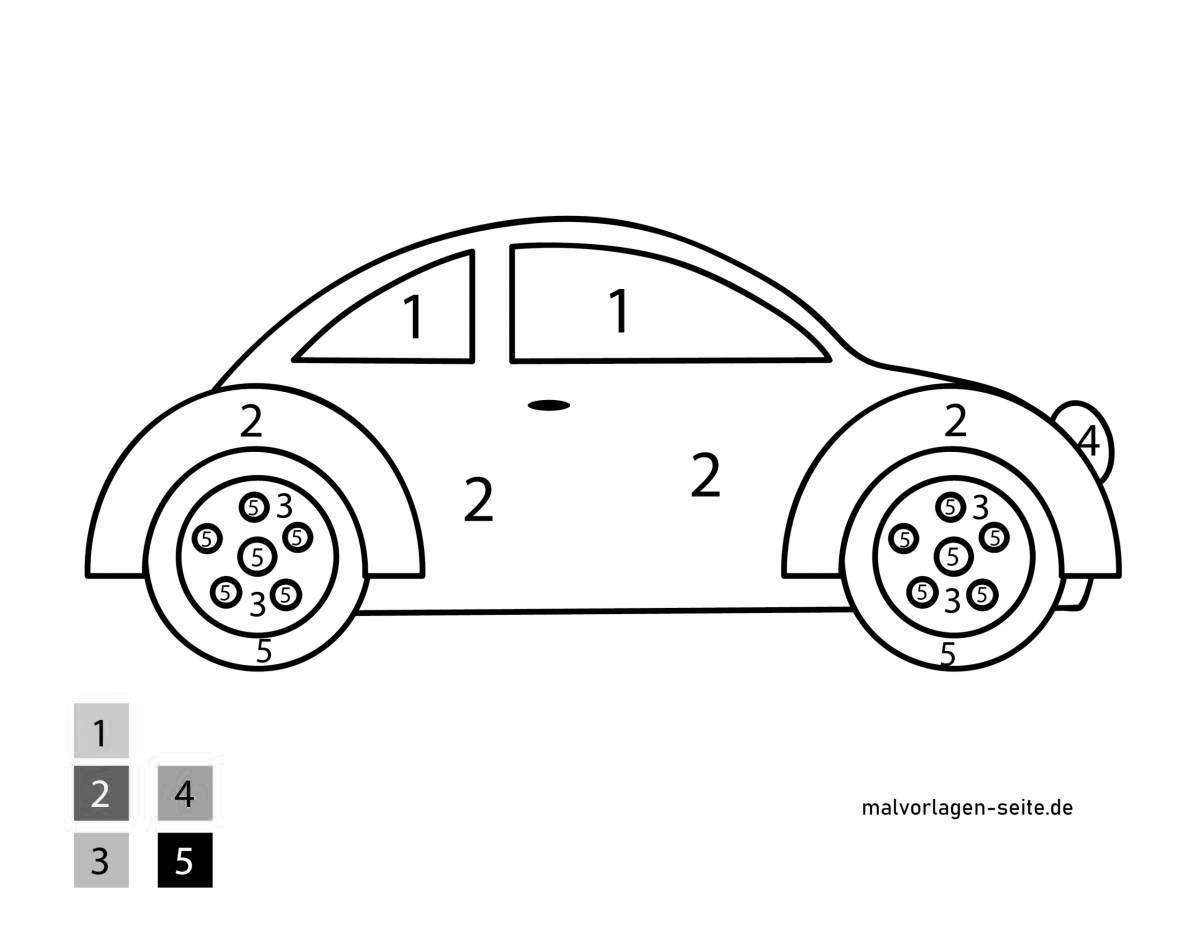 Coloring bright cars by numbers