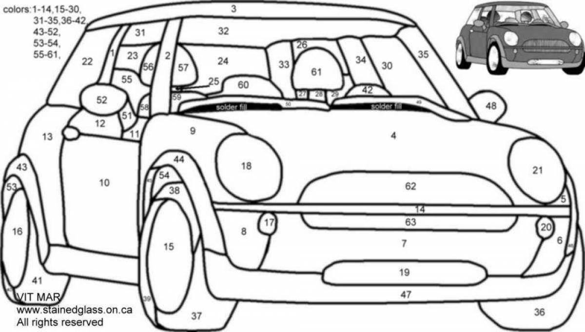 Recreational cars by numbers coloring