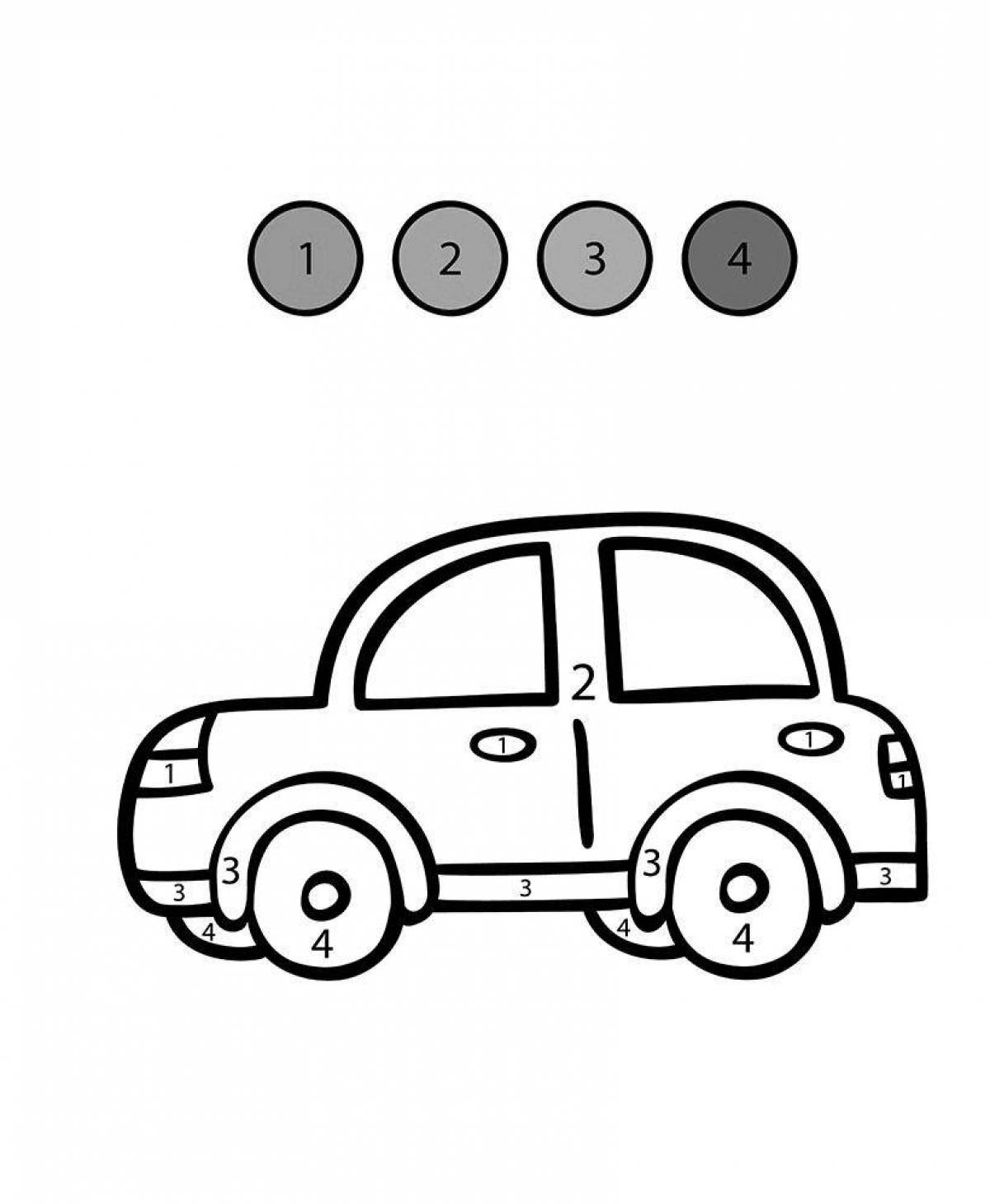 Charming cars by numbers coloring book