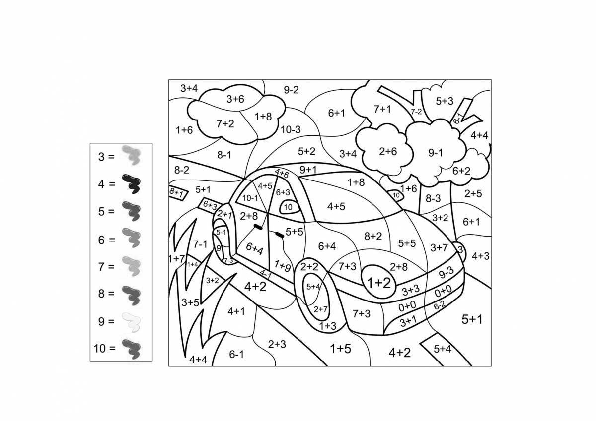 Fancy cars by numbers coloring page