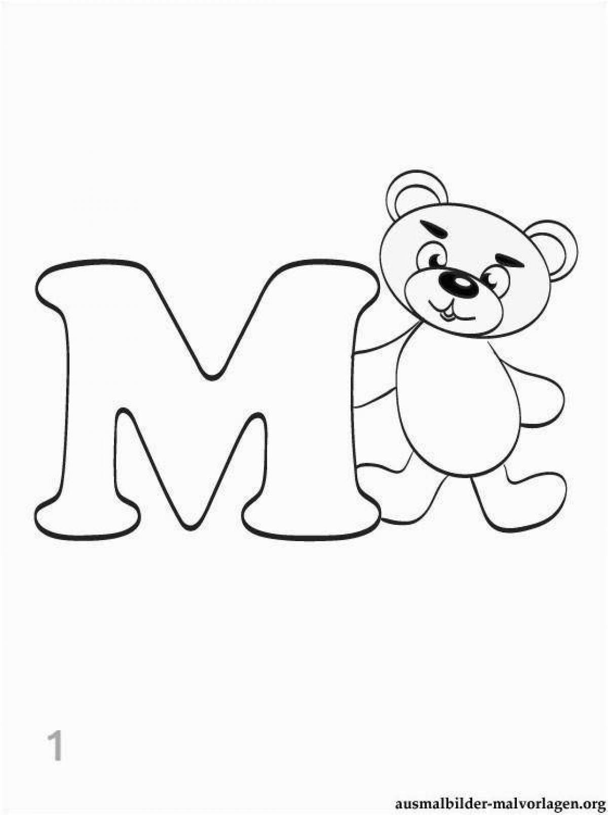 Colourful letter m coloring pages for kids