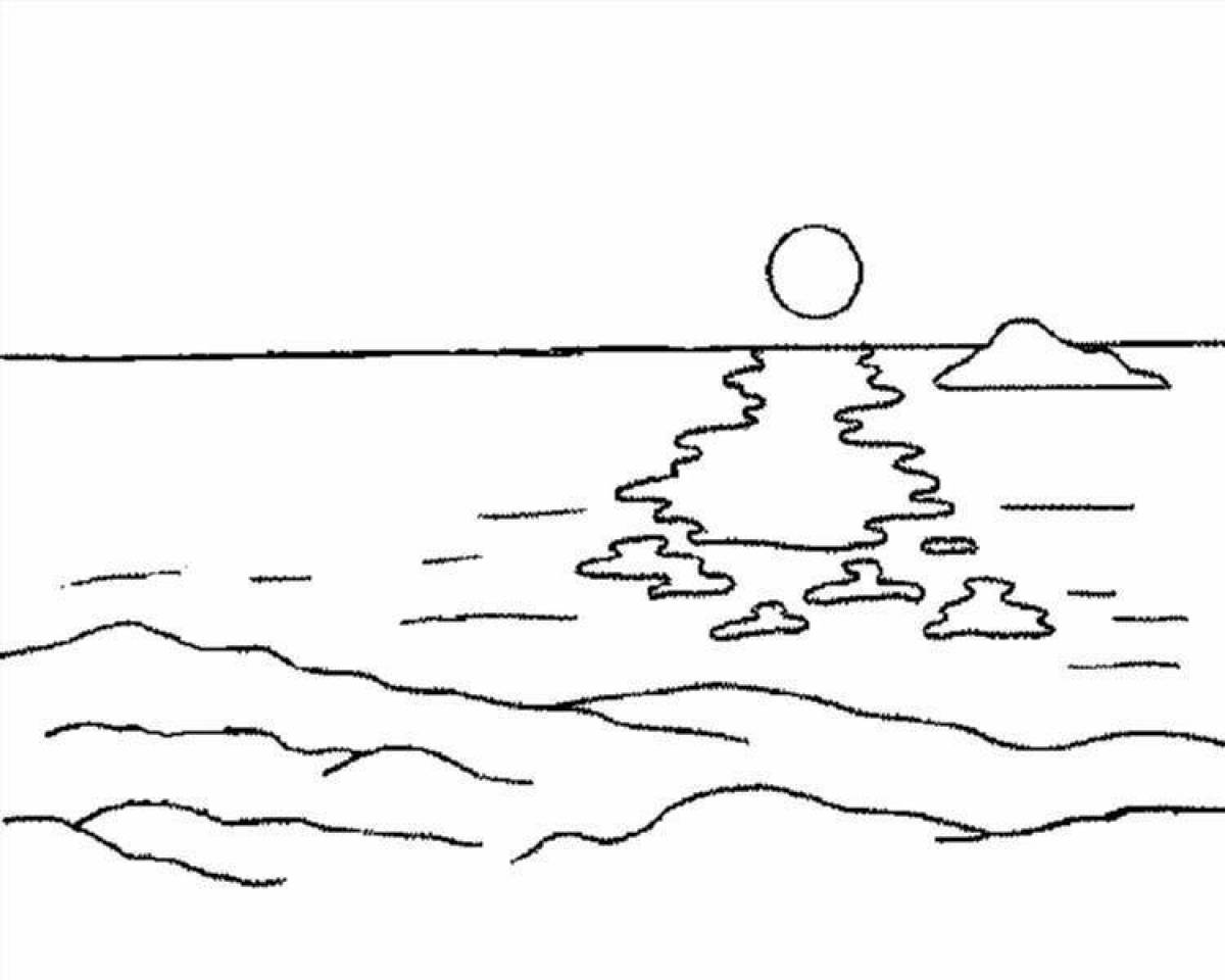 как нарисовать море карандашом
