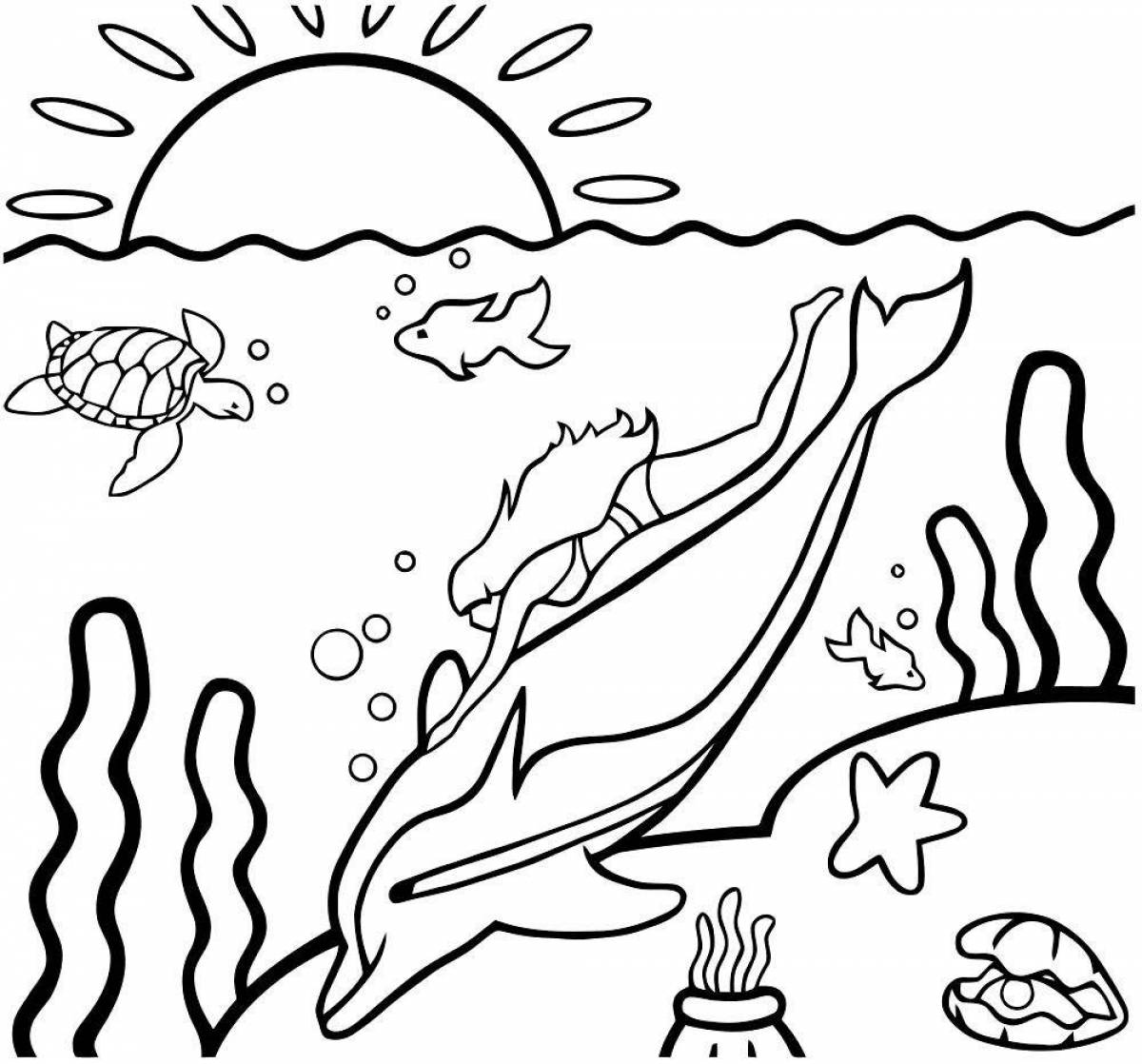 Outstanding marine coloring book for kids