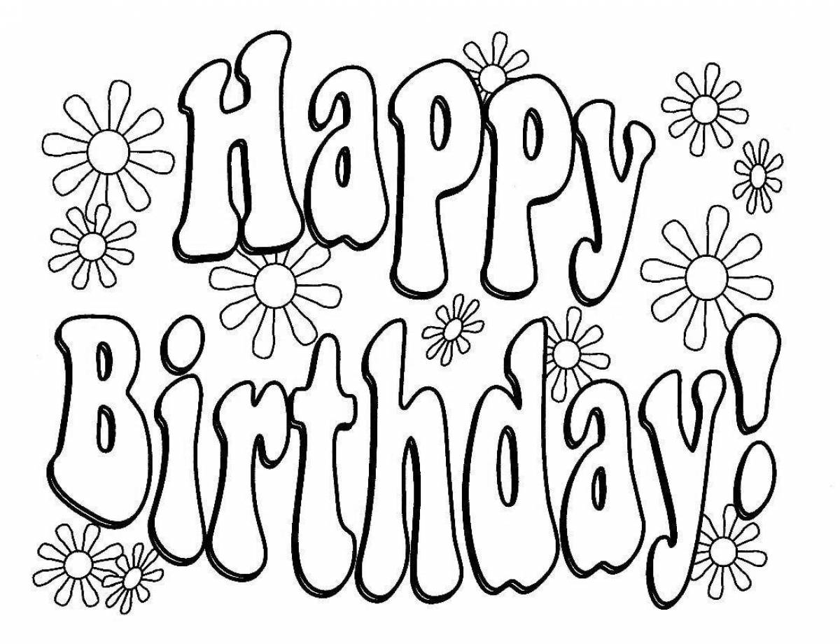 Happy birthday glowing coloring page