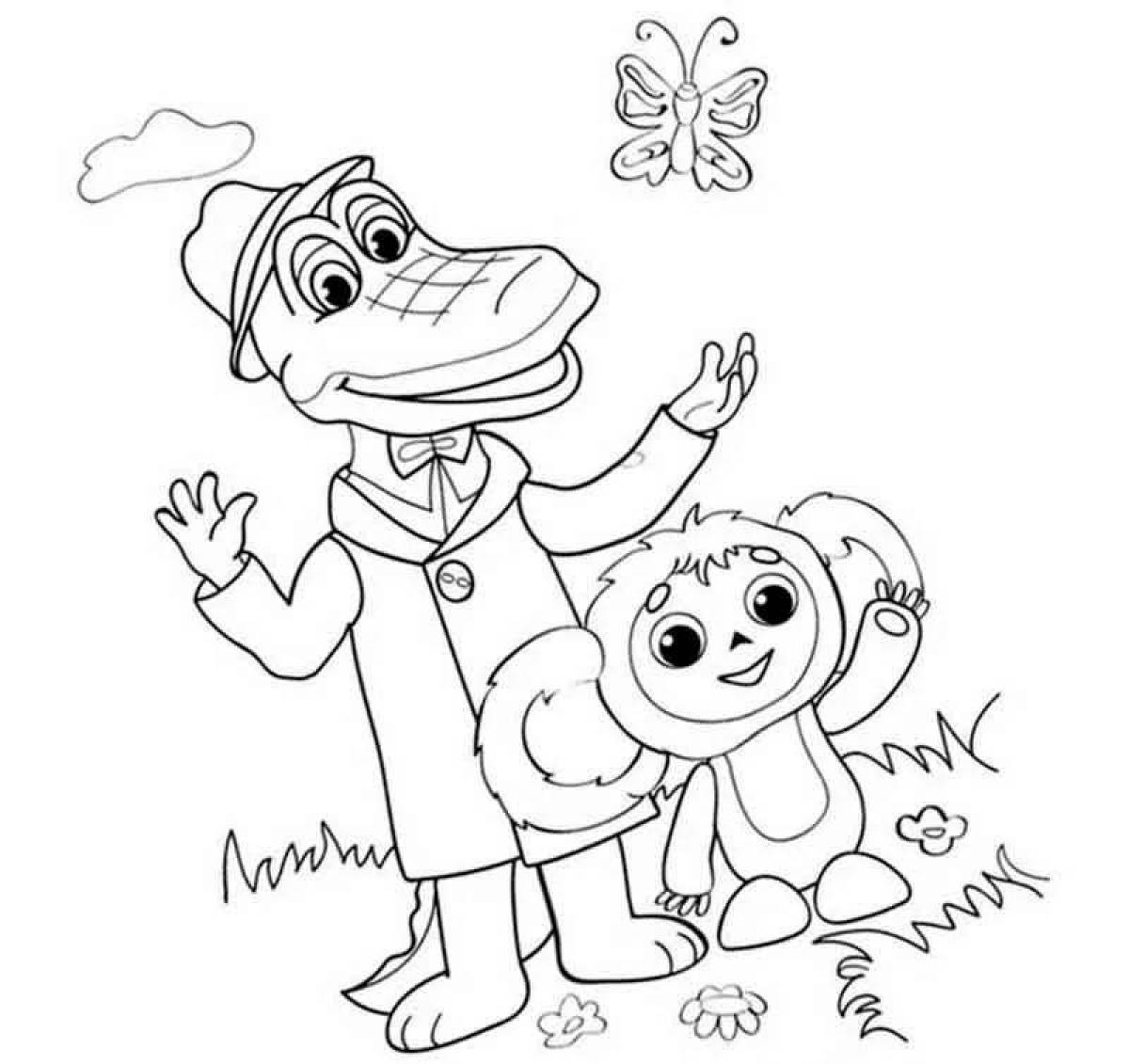 Joyful cheburashka coloring book for kids