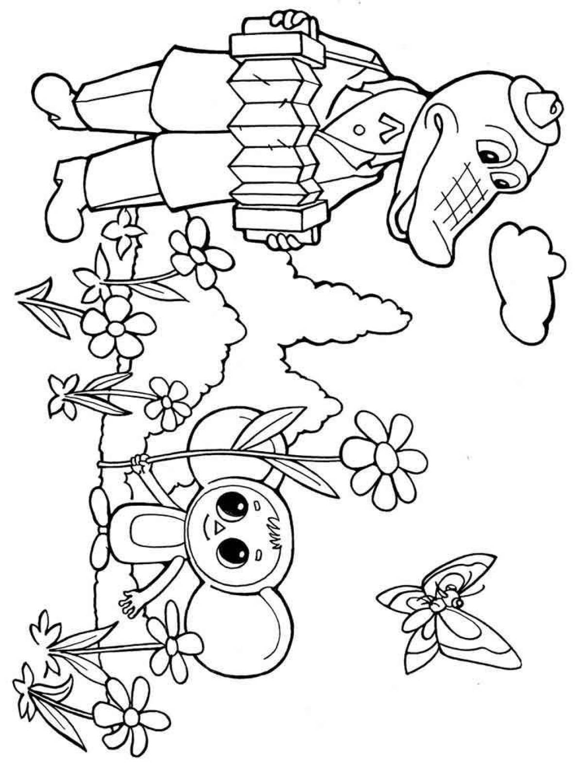 Coloring page charming cheburashka for pre-k