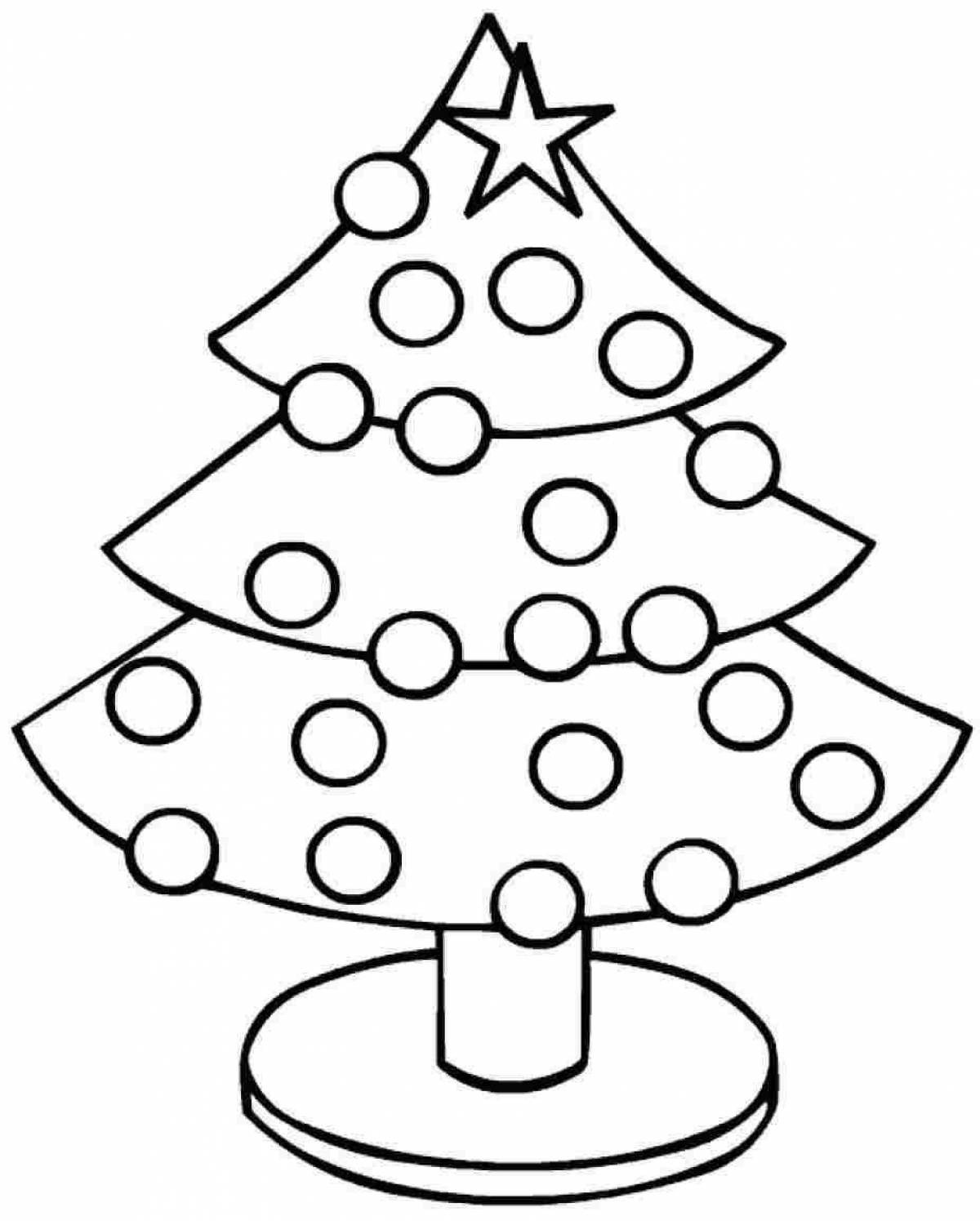 Glittering tree coloring page for 2-3 year olds