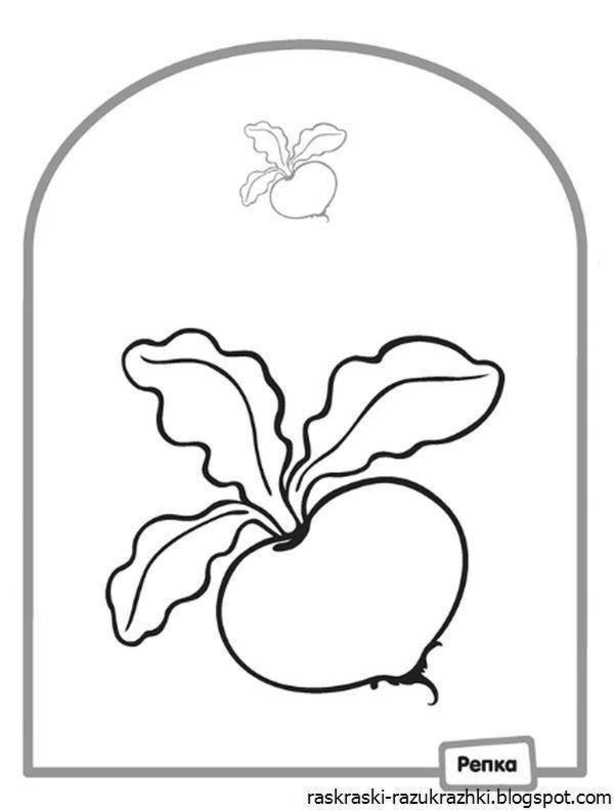 Playful turnip coloring page for kids