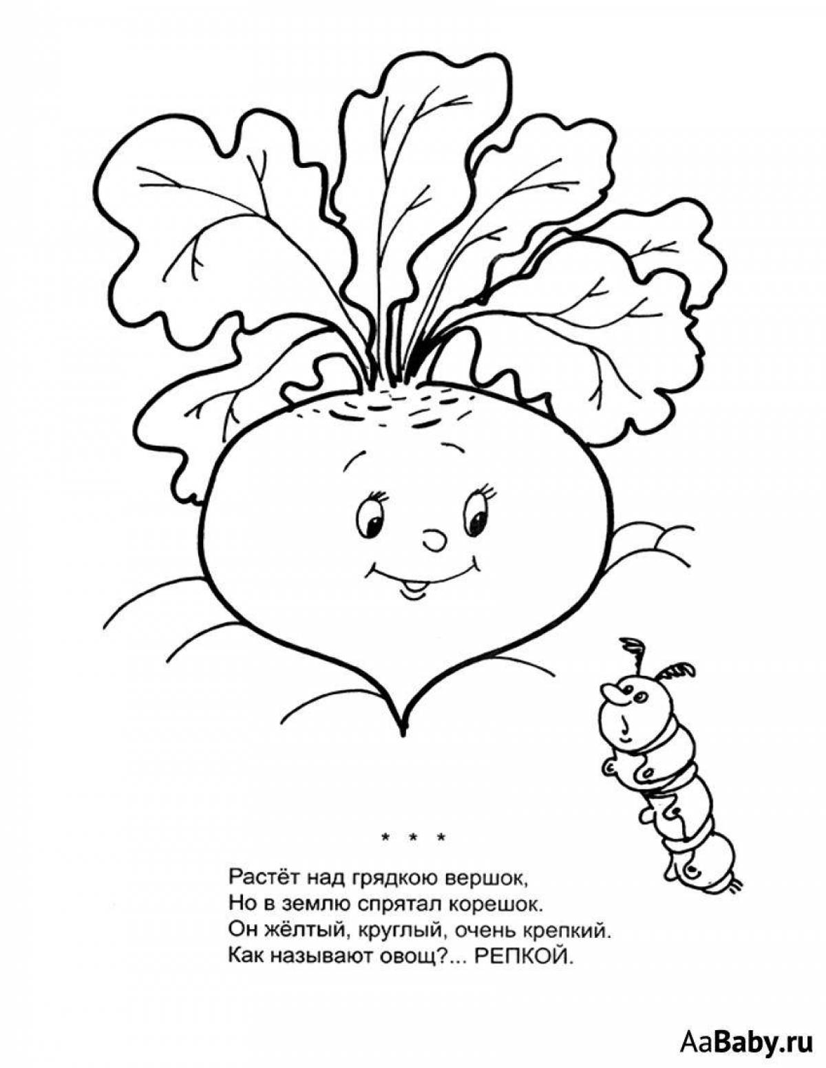 Glamorous turnip coloring book for kids