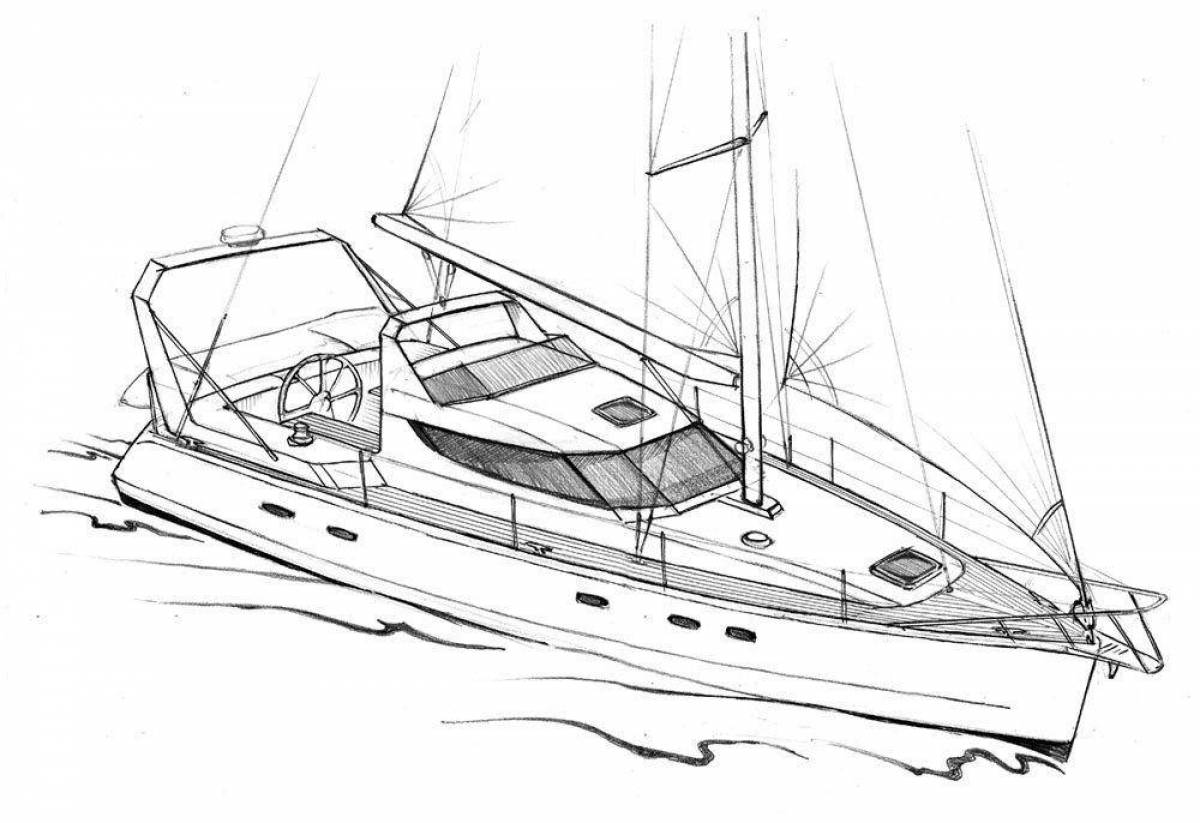 Amazing yacht coloring page