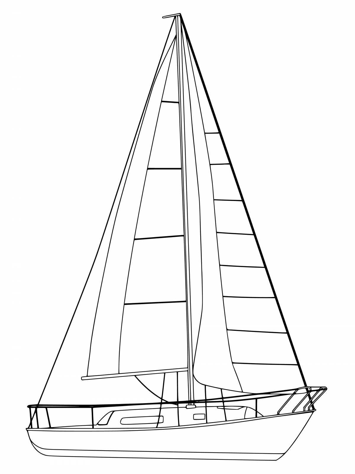 Luminous yacht coloring page
