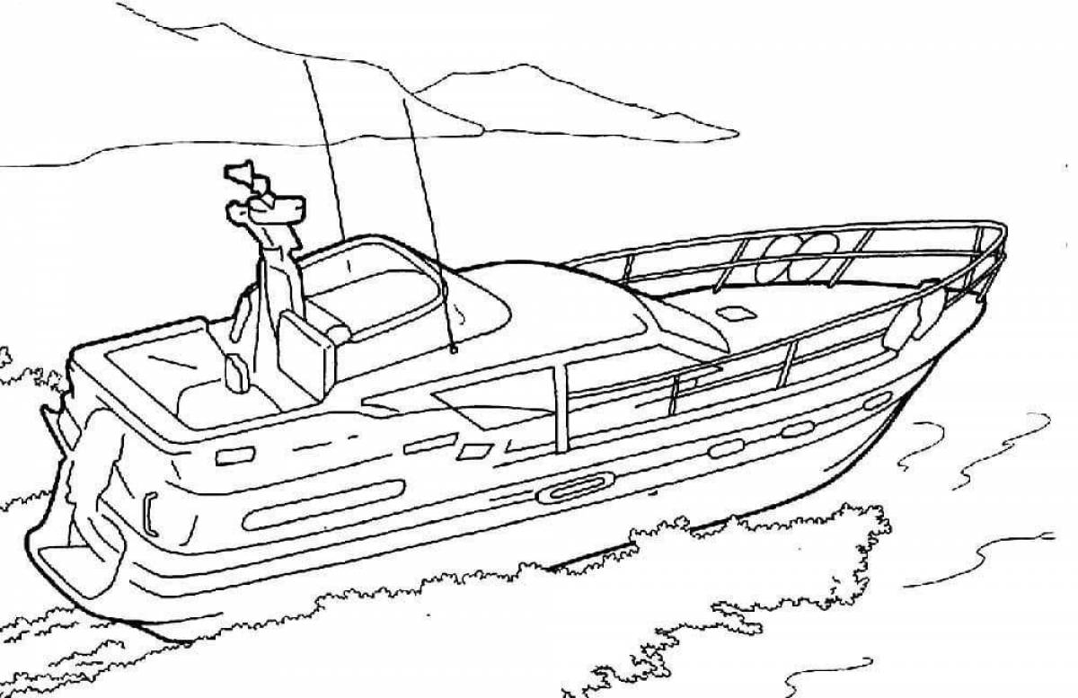 Exotic yacht coloring page