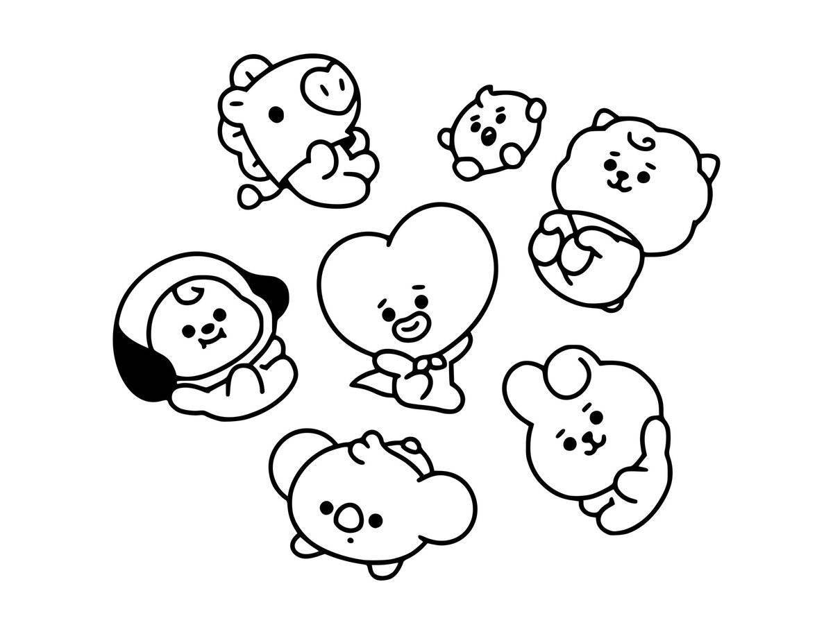 Playful bt21 coloring page