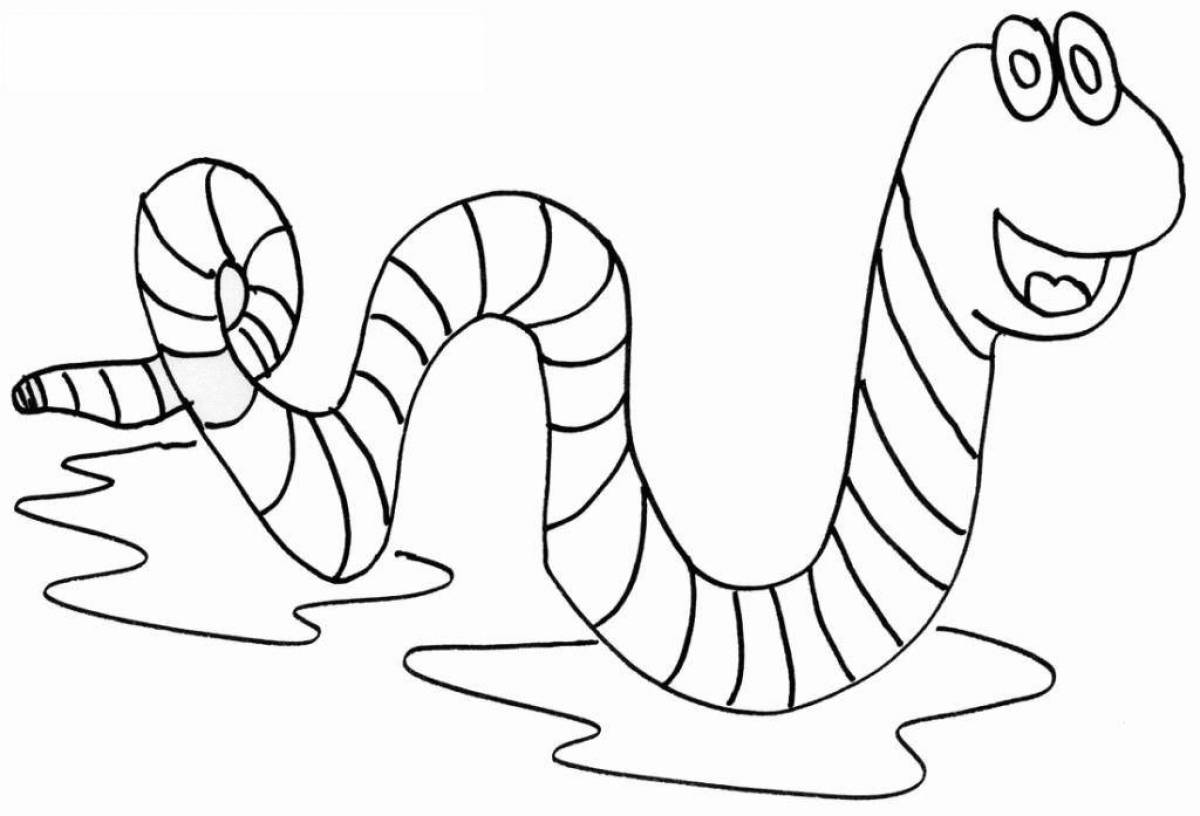 Charming worm coloring book