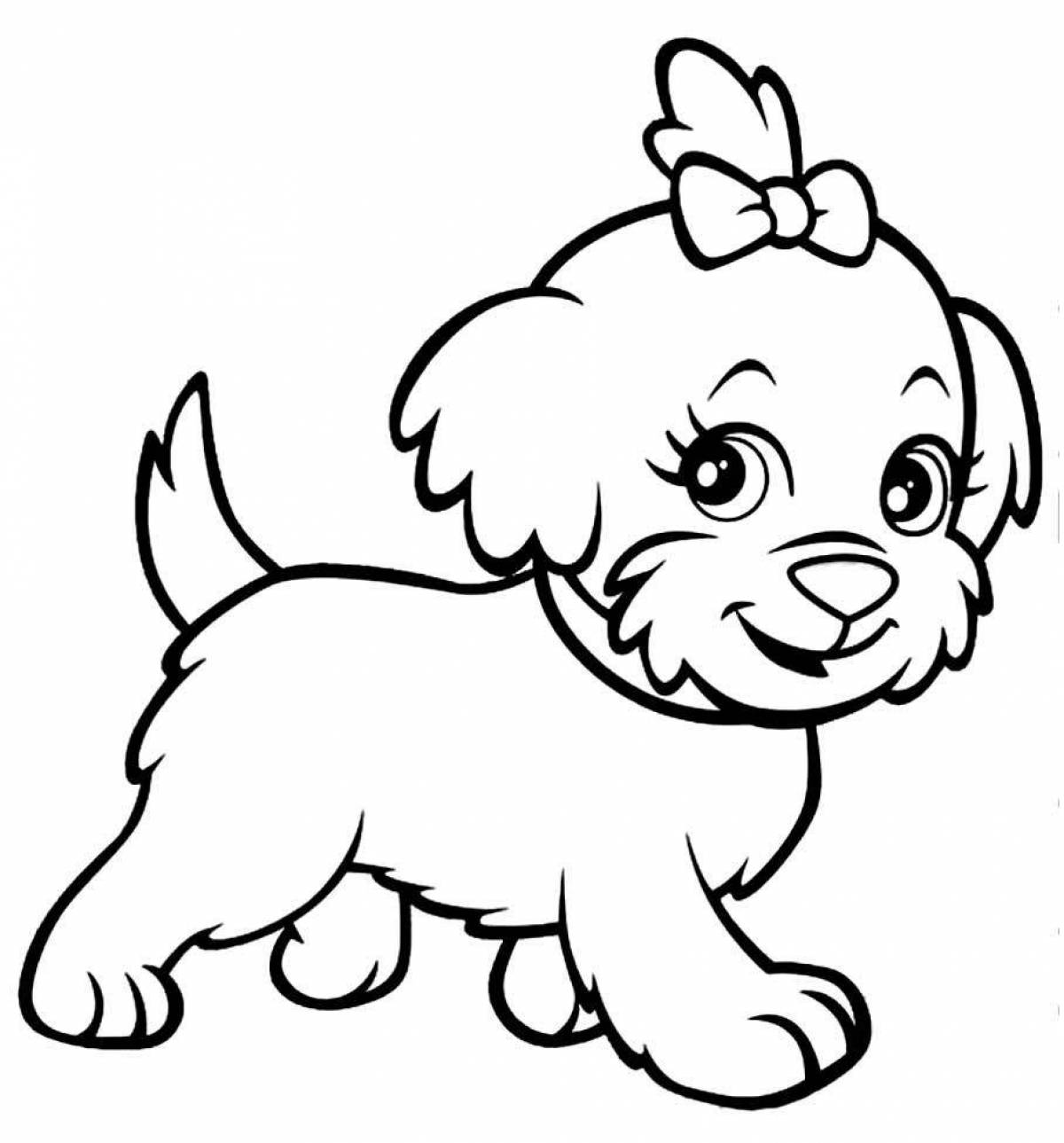 Wagging coloring puppy