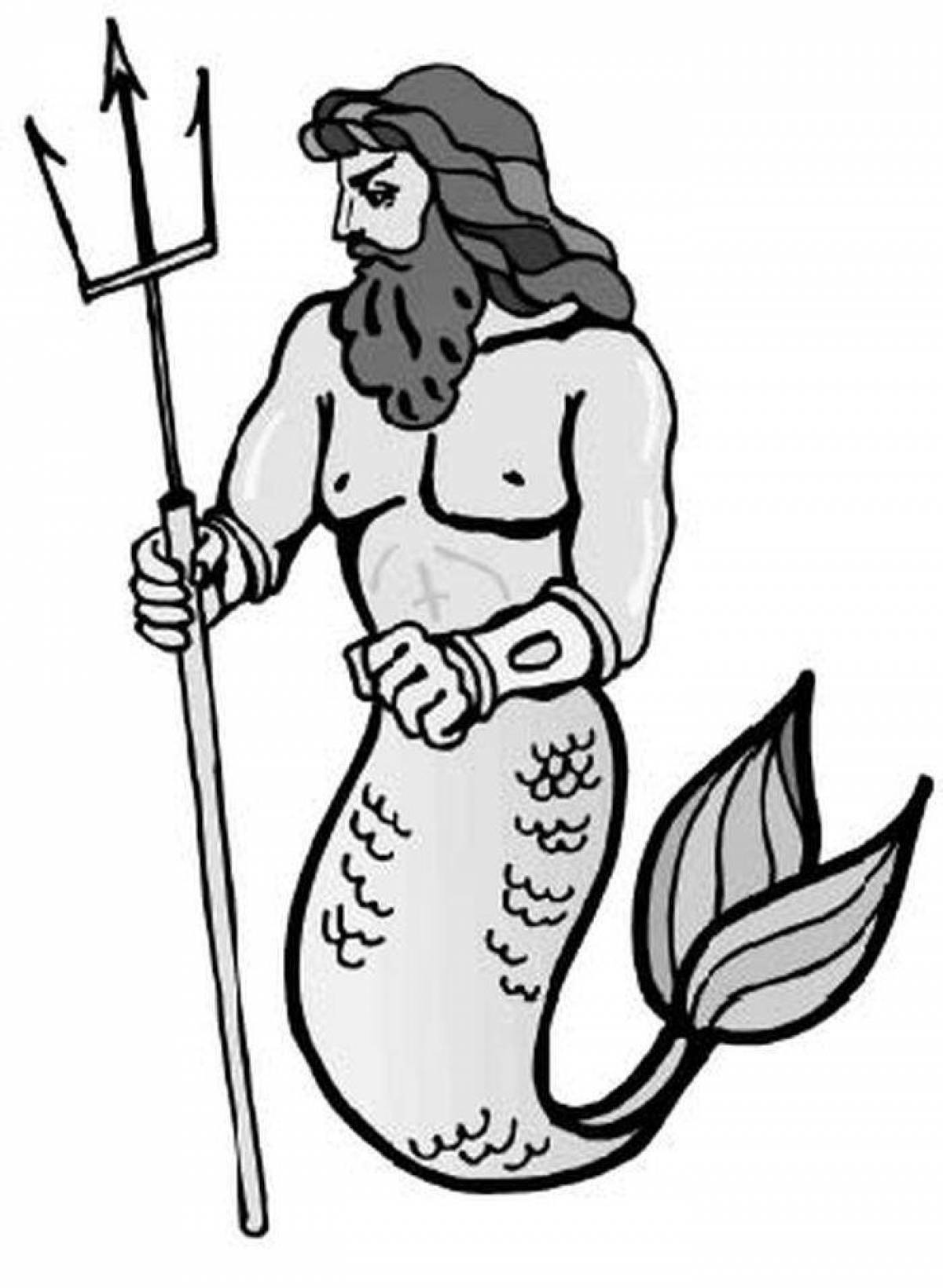 раскраска Посейдон или Нептуна, Бога моря