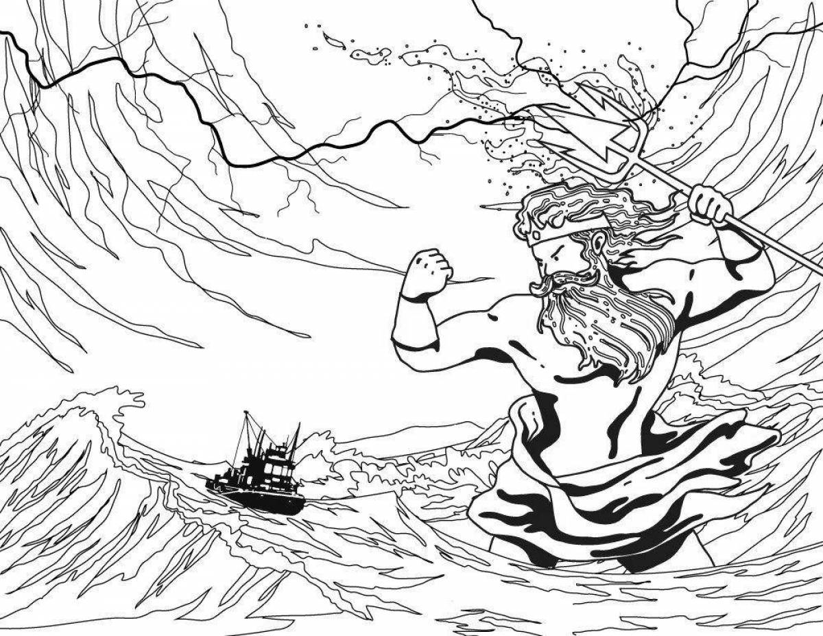 Great poseidon coloring page