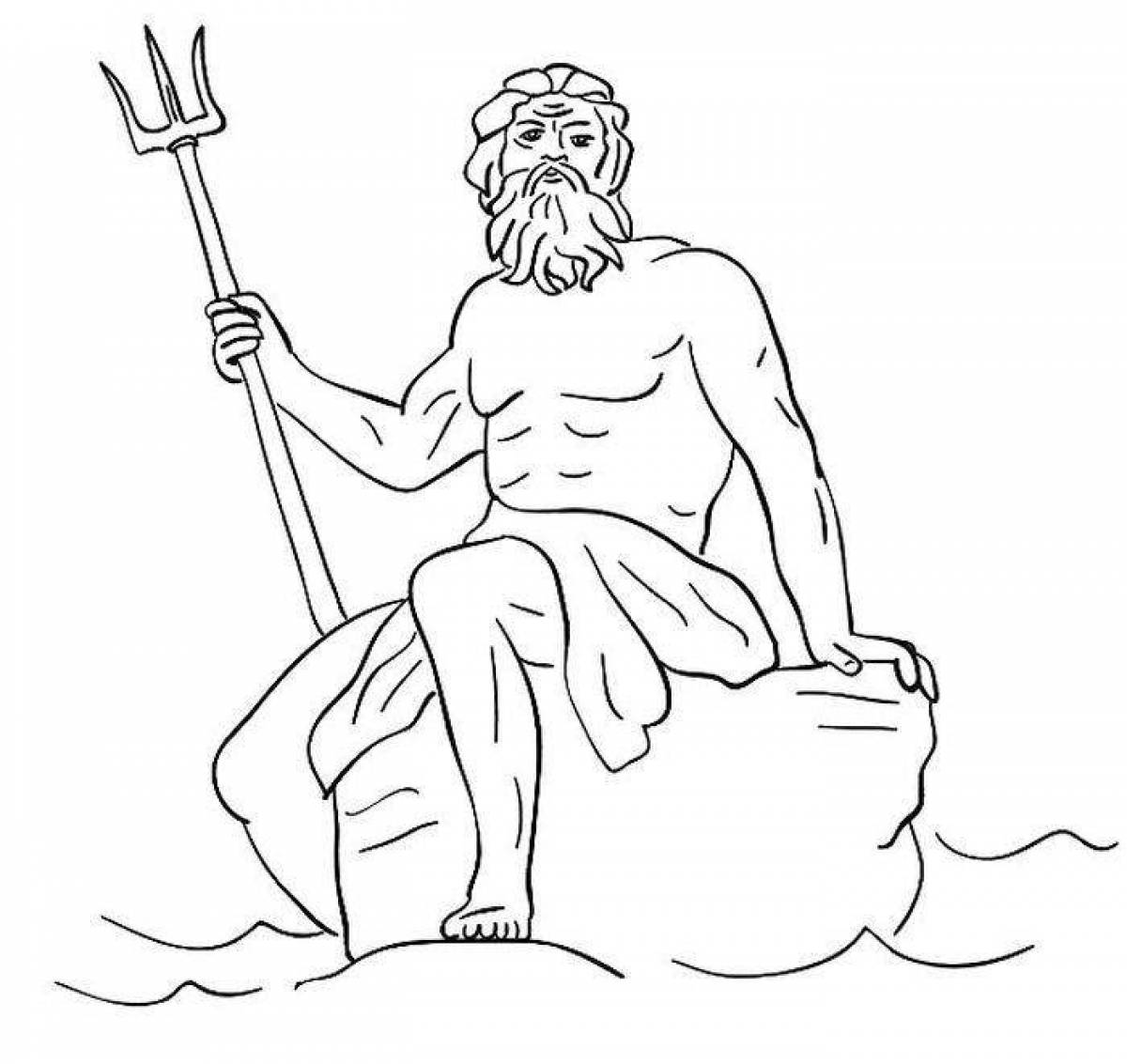 Боги древней Греции Посейдон карандашом