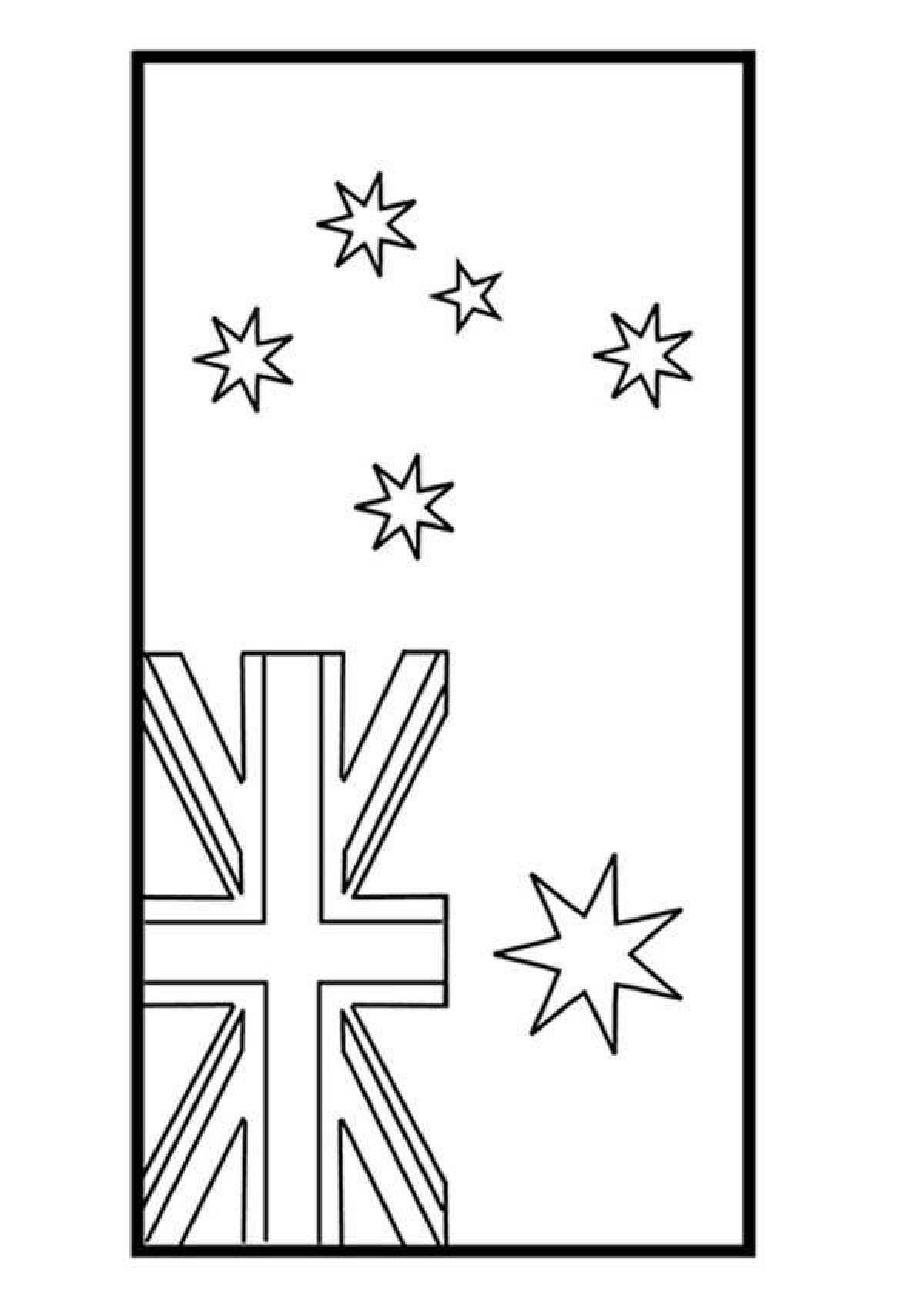 Яркая страница раскраски флага австралии