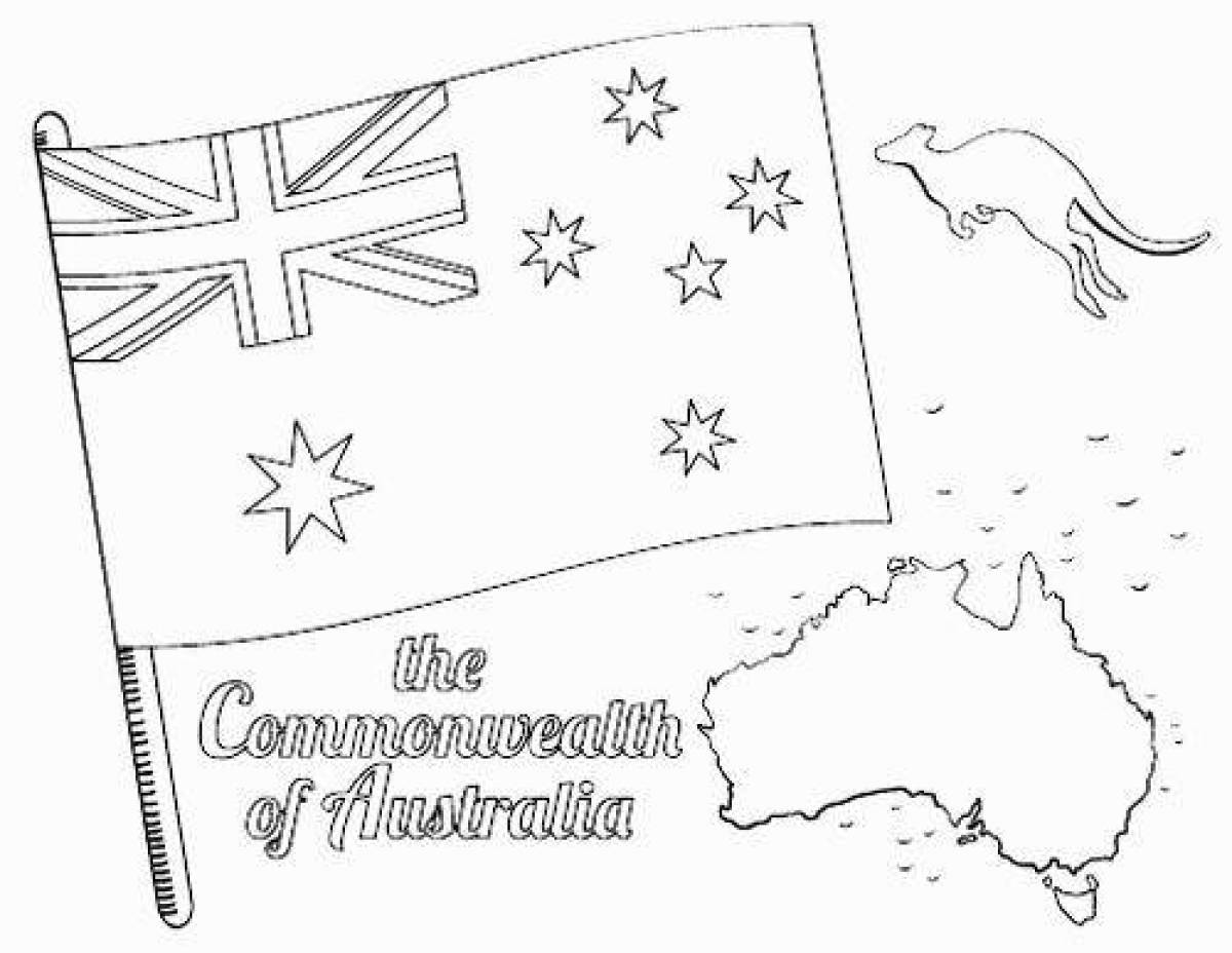 Раскраска веселый флаг австралии