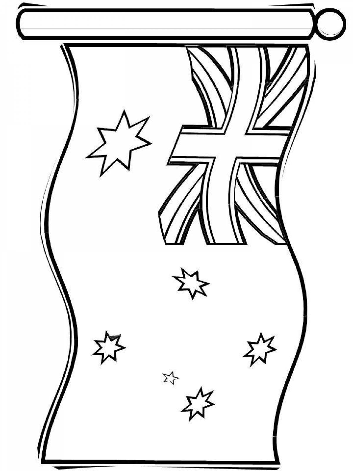 Playful australia flag coloring page