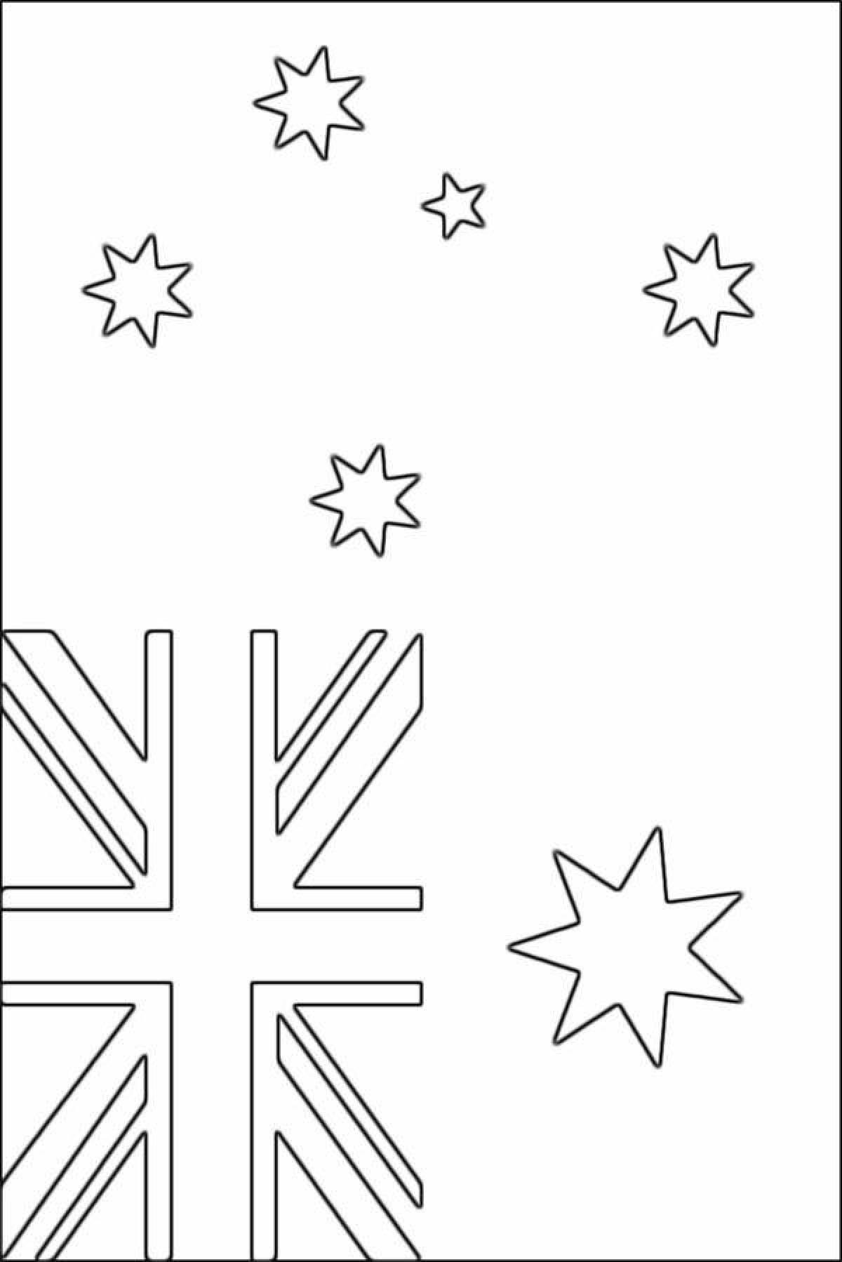 Интенсивная страница раскраски флага австралии
