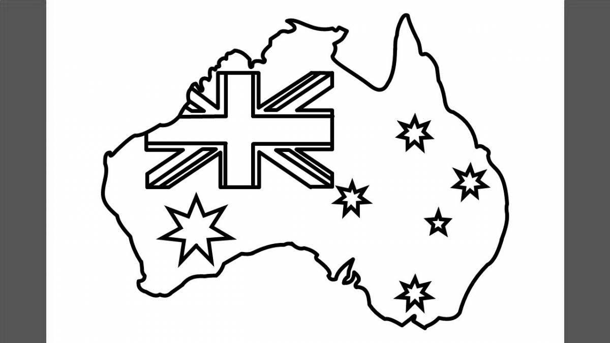 Живая страница раскраски с флагом австралии