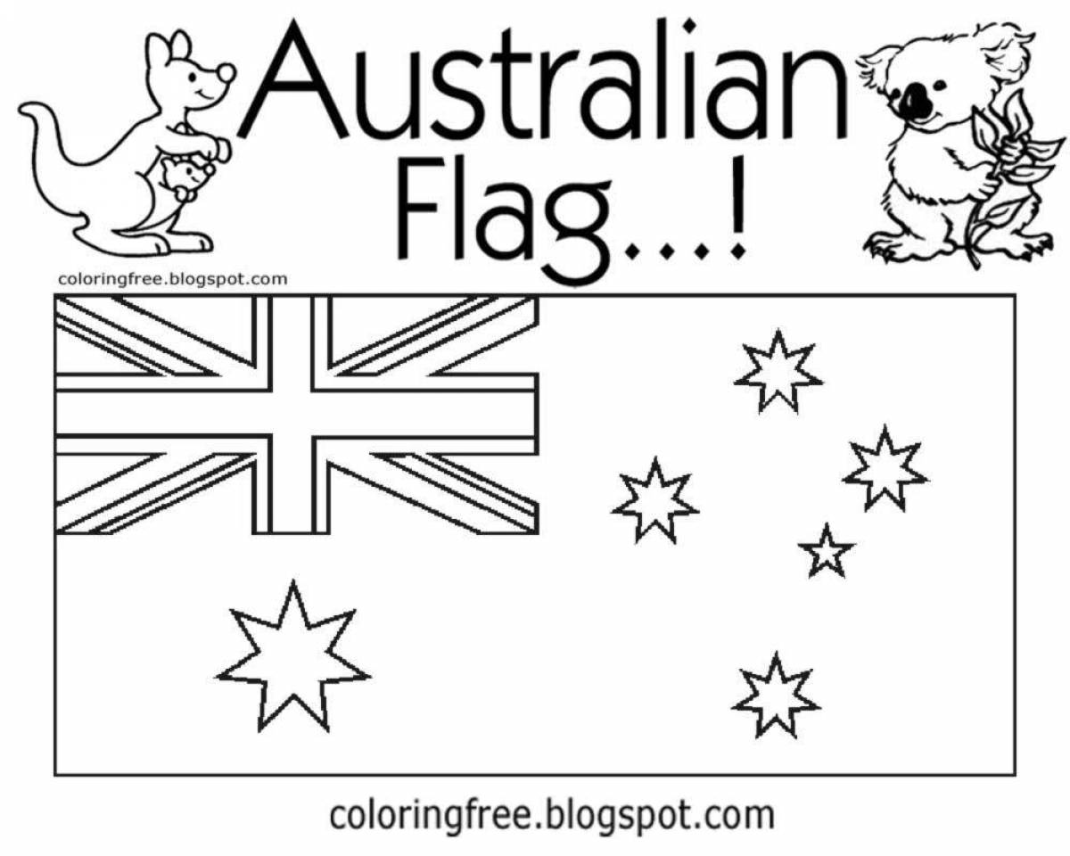 Анимированная страница раскраски флага австралии