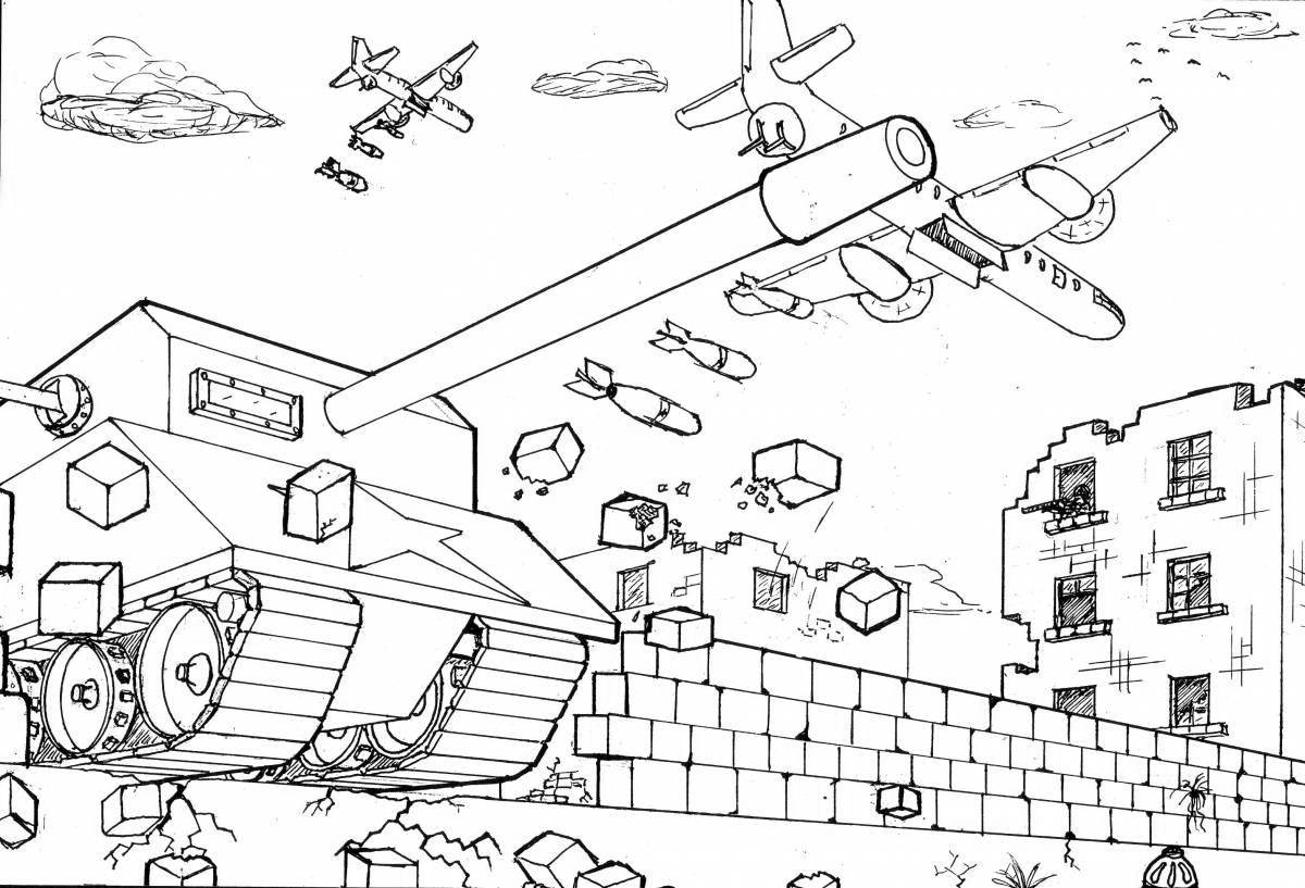 Attractive military base coloring page