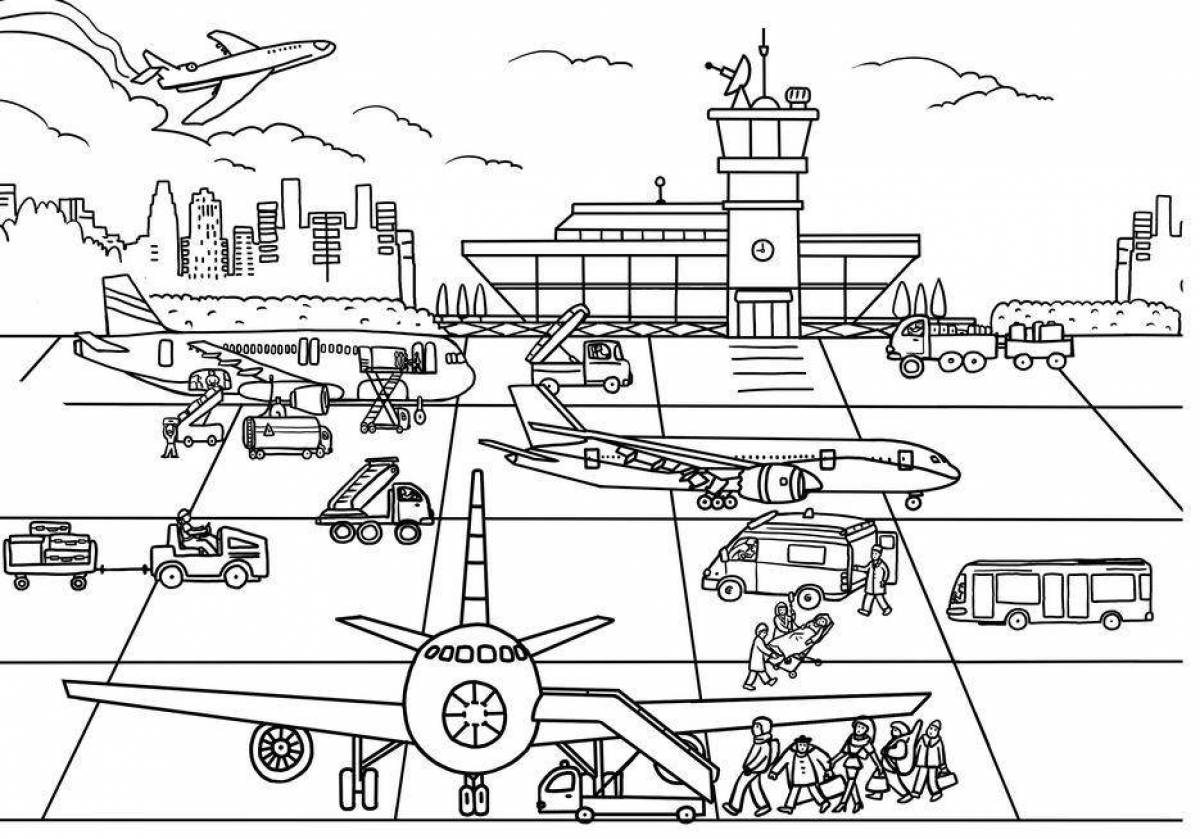 Intricate military base coloring page