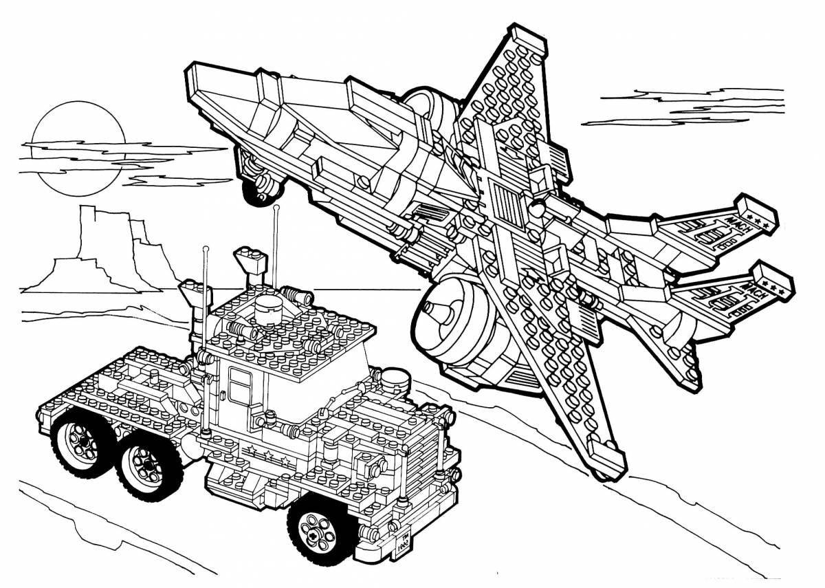 Detailed military base coloring page
