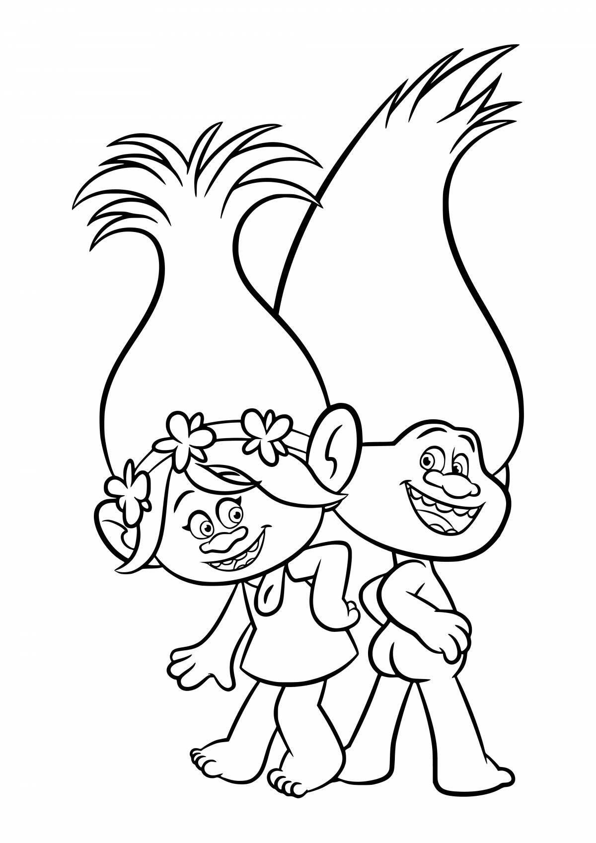 Coloring book sparkling roses trolls