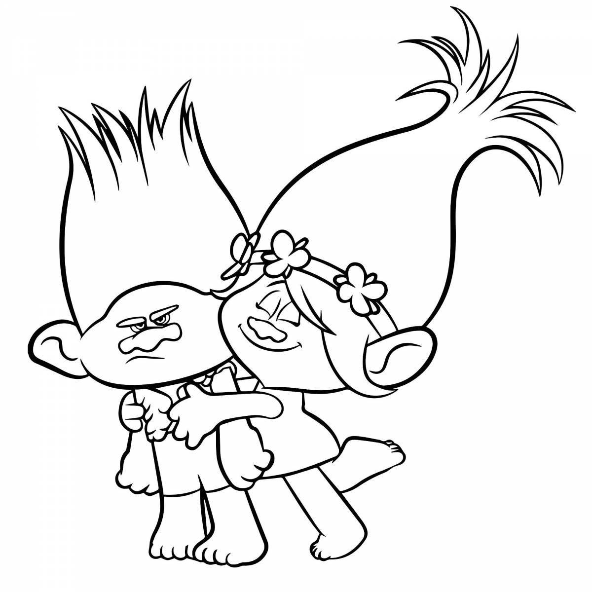 Radiant rosette trolls coloring page