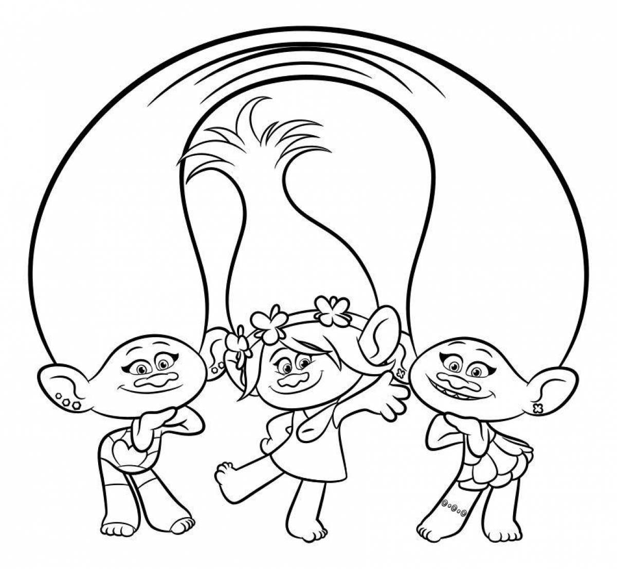 Famous pink trolls coloring page