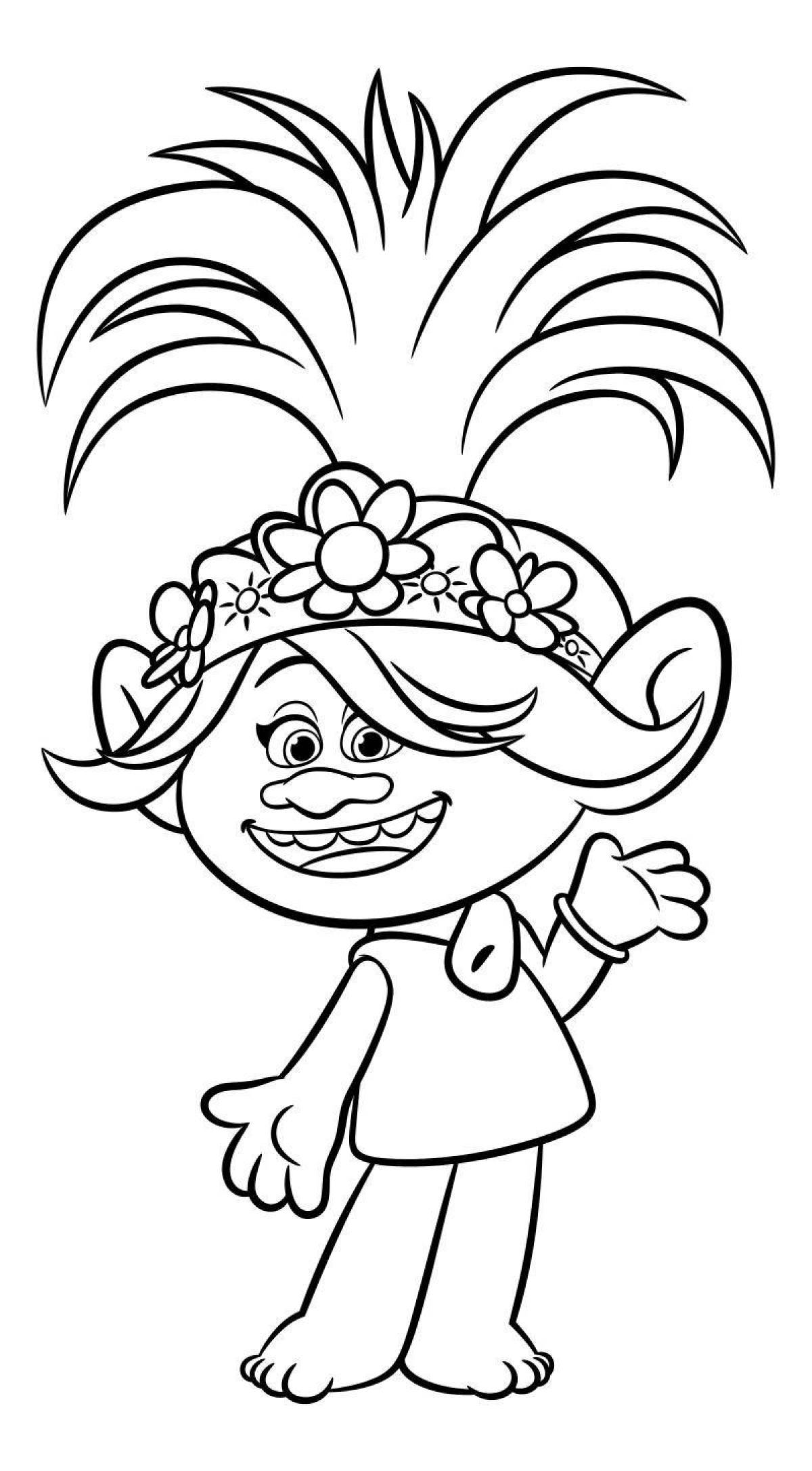 Coloring page bizarre troll roses