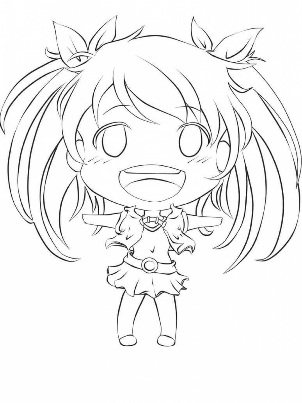 Colorful chibi anime coloring page