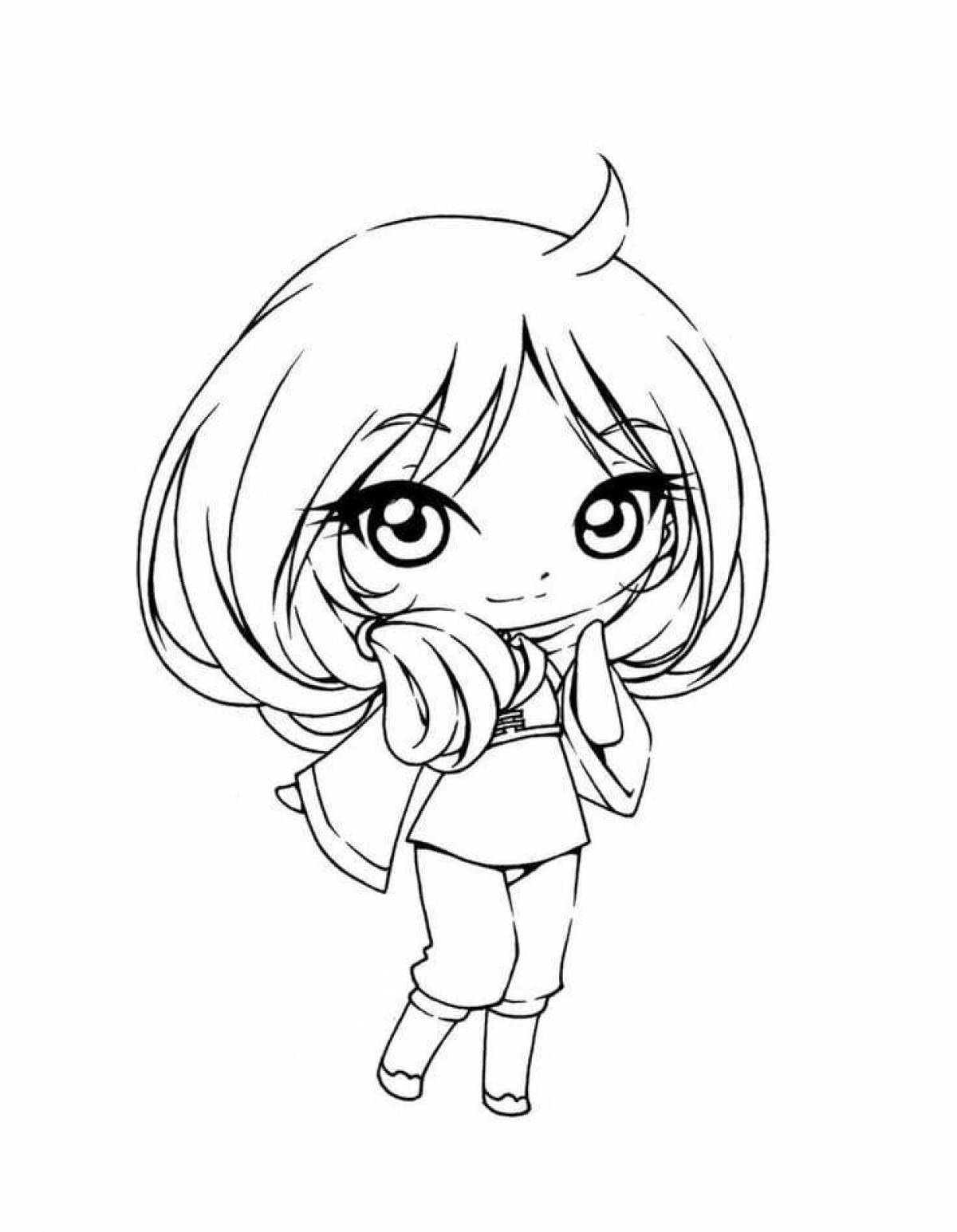 Awesome chibi anime coloring page