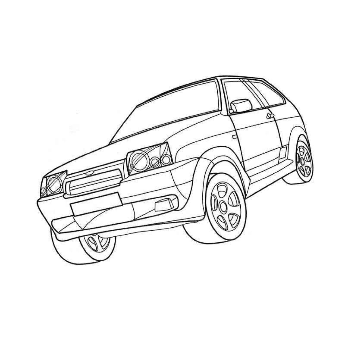 Colourful lada cars coloring page