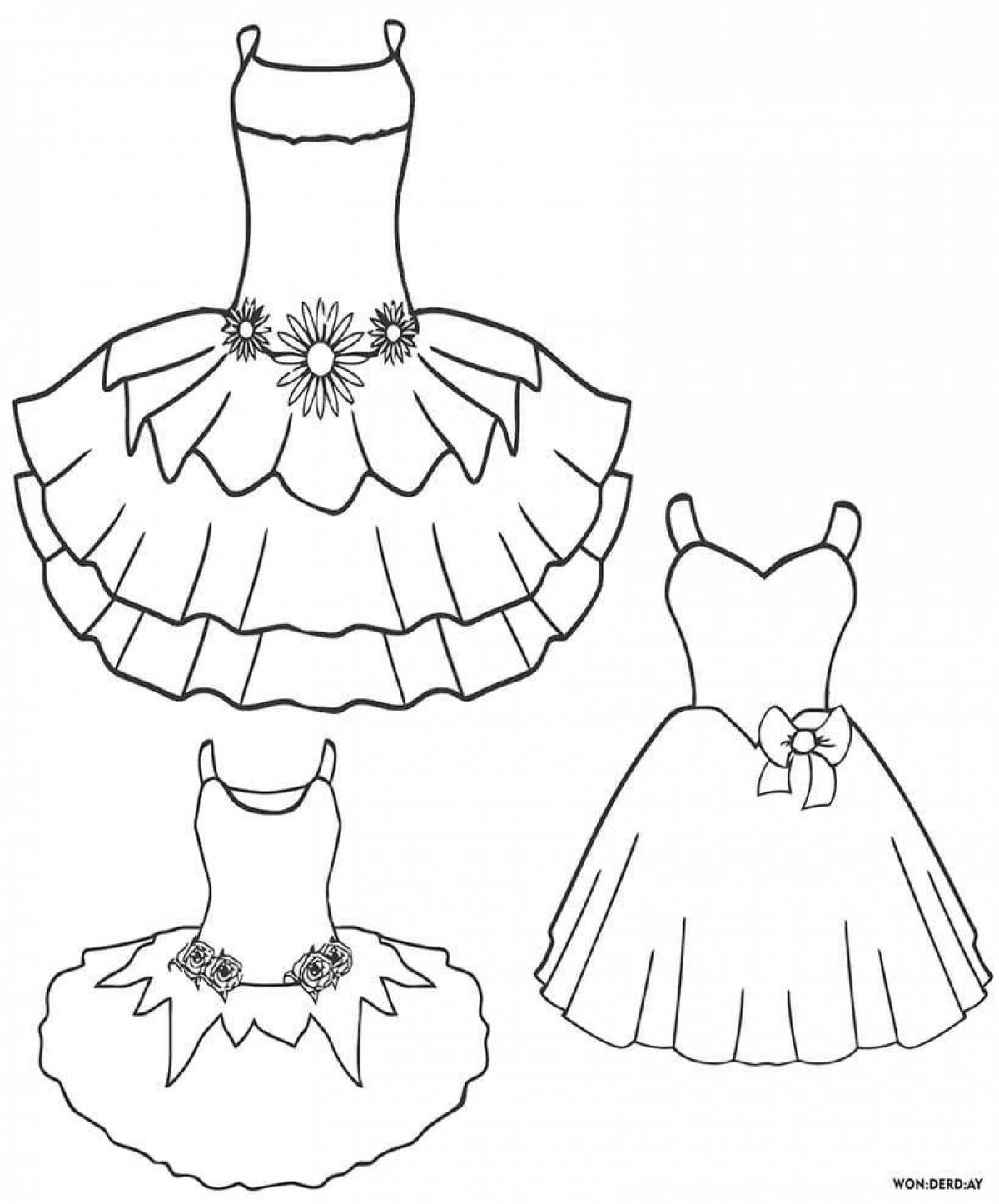 Coloring page beautiful dress for the doll