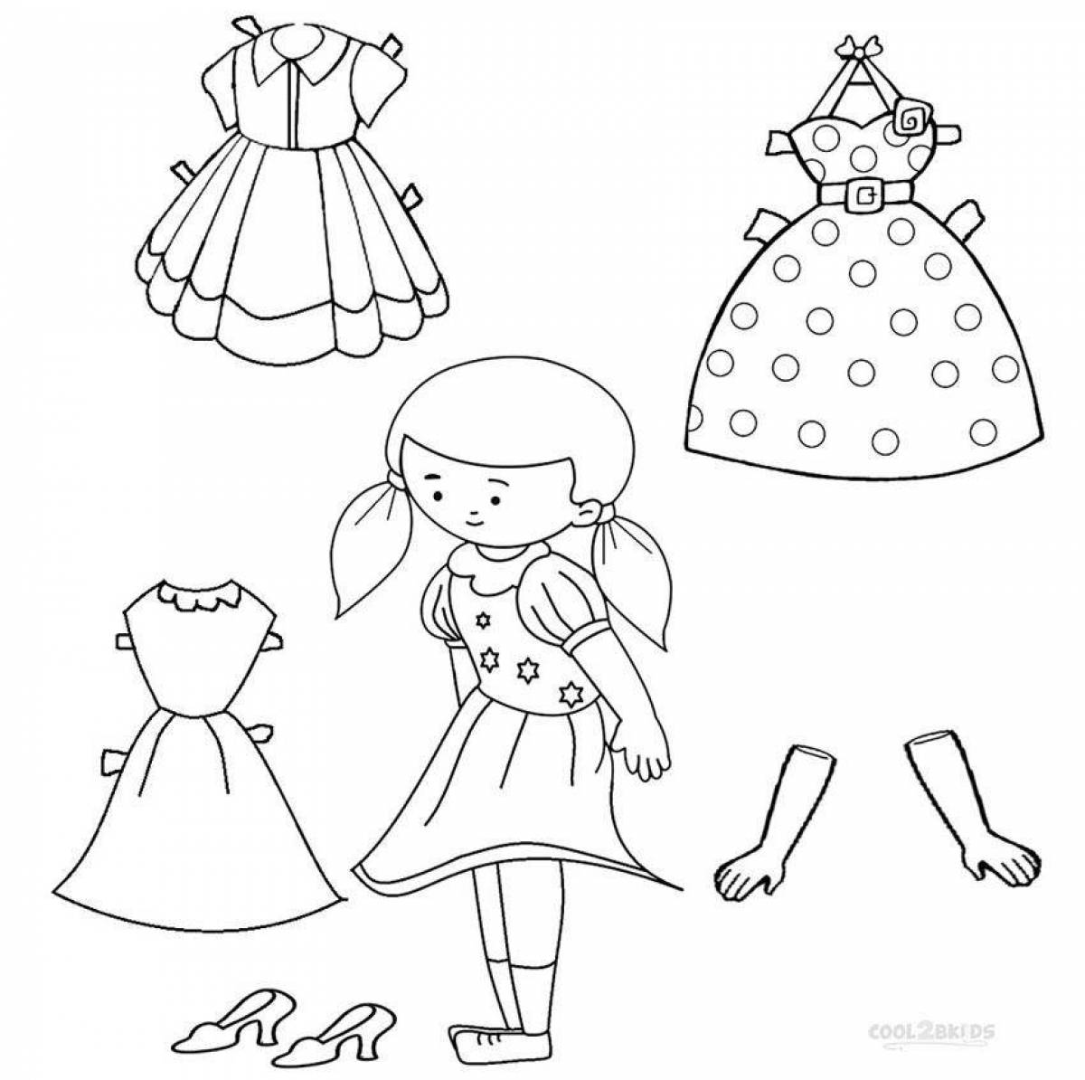 Adorable coloring dress for doll
